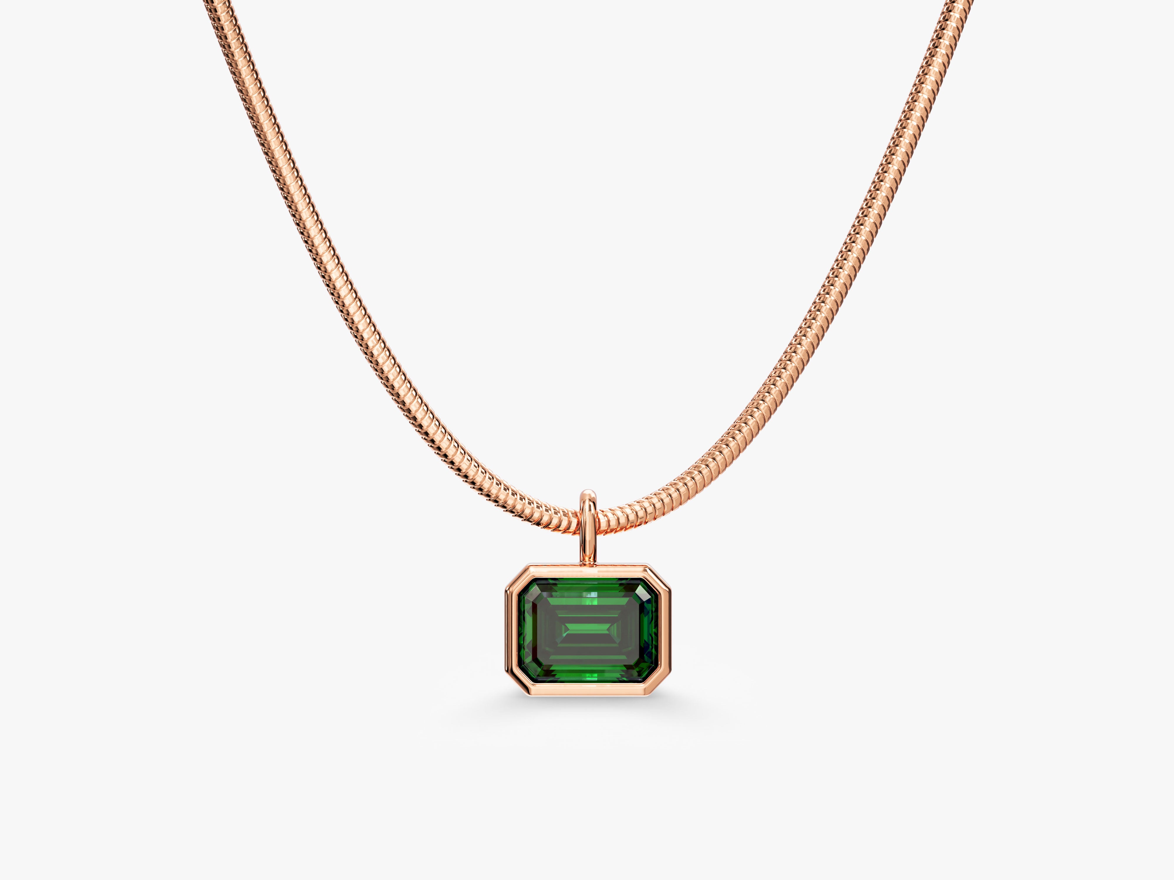 Signature Emerald Cut Birthstone Necklace