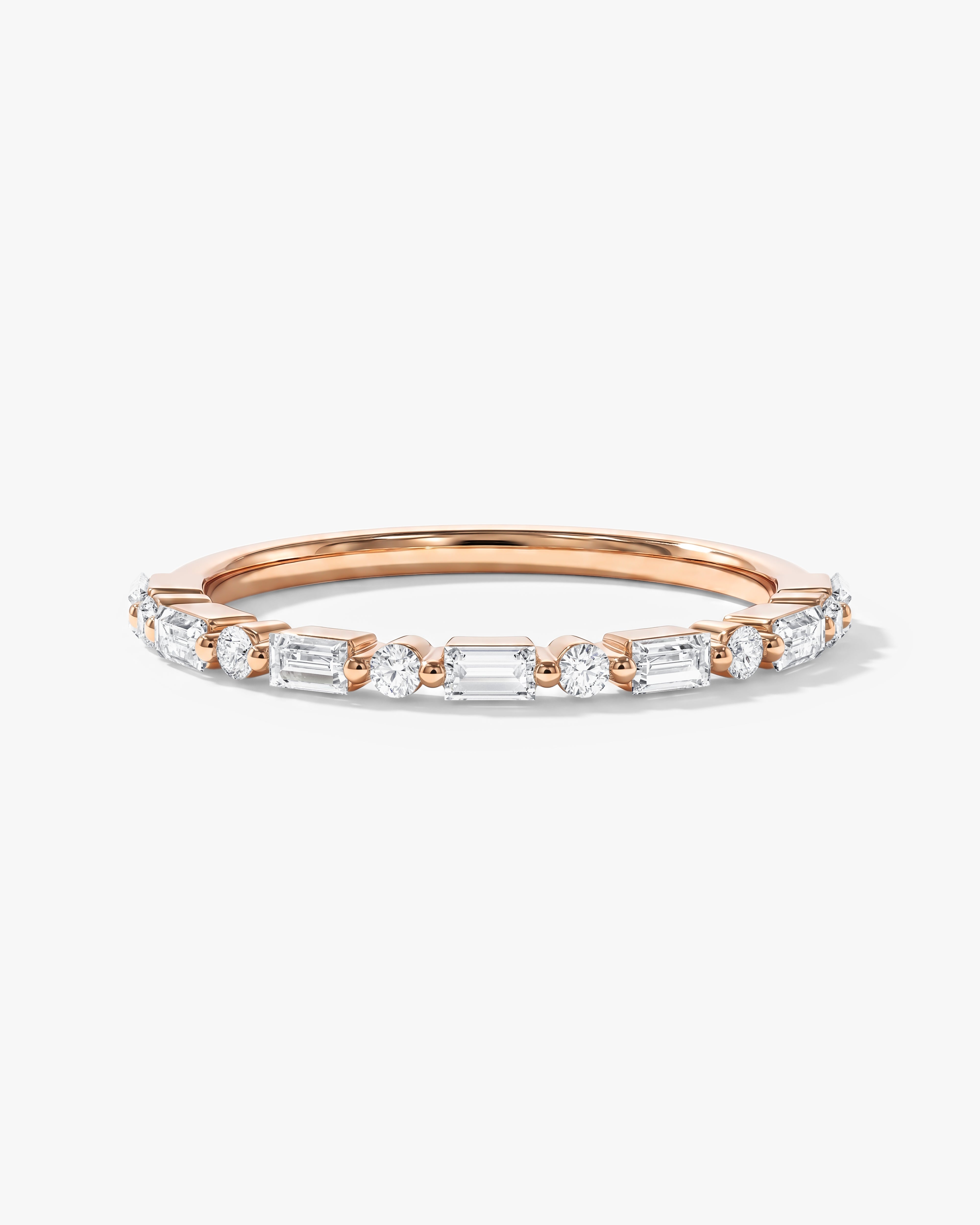 Alternating Round and Baguette Wedding Band