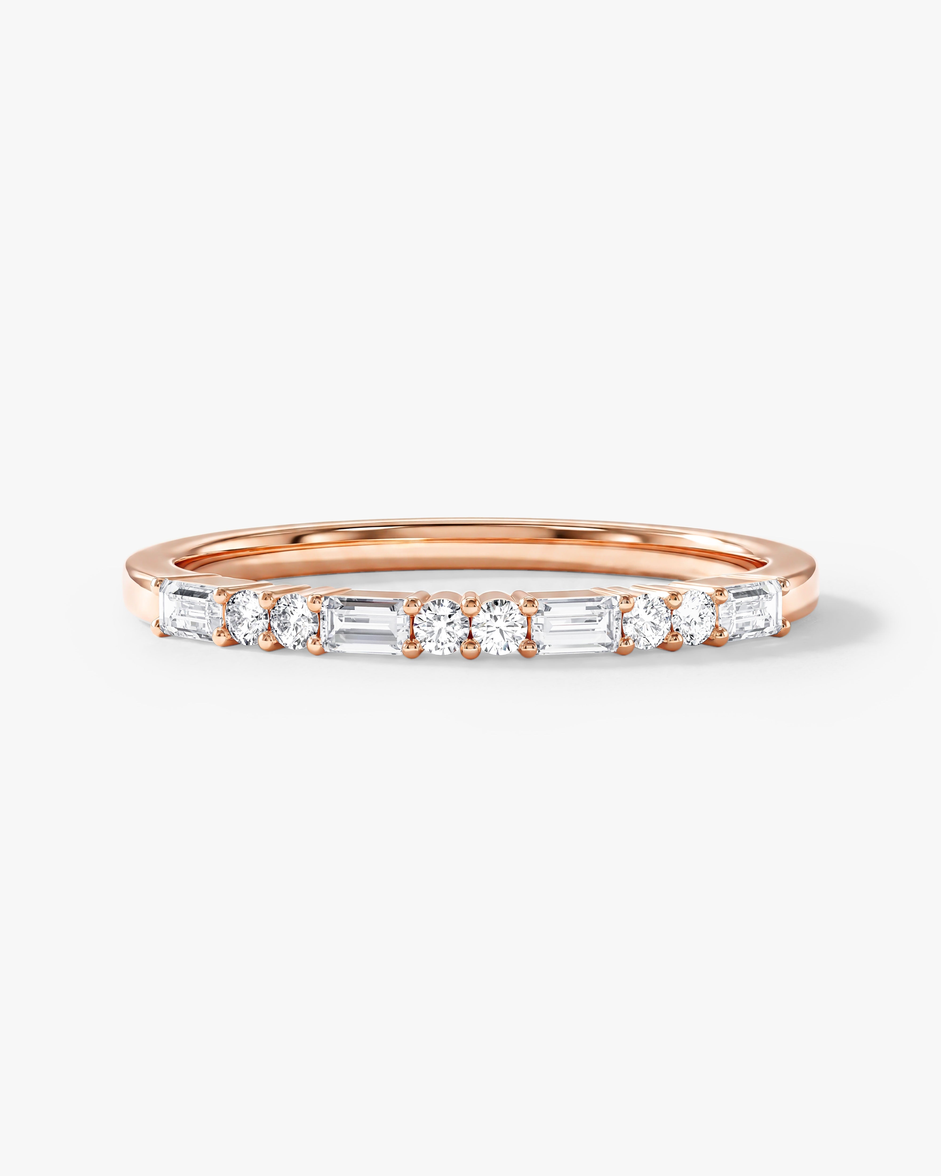 Baguette and Double Round Wedding Band
