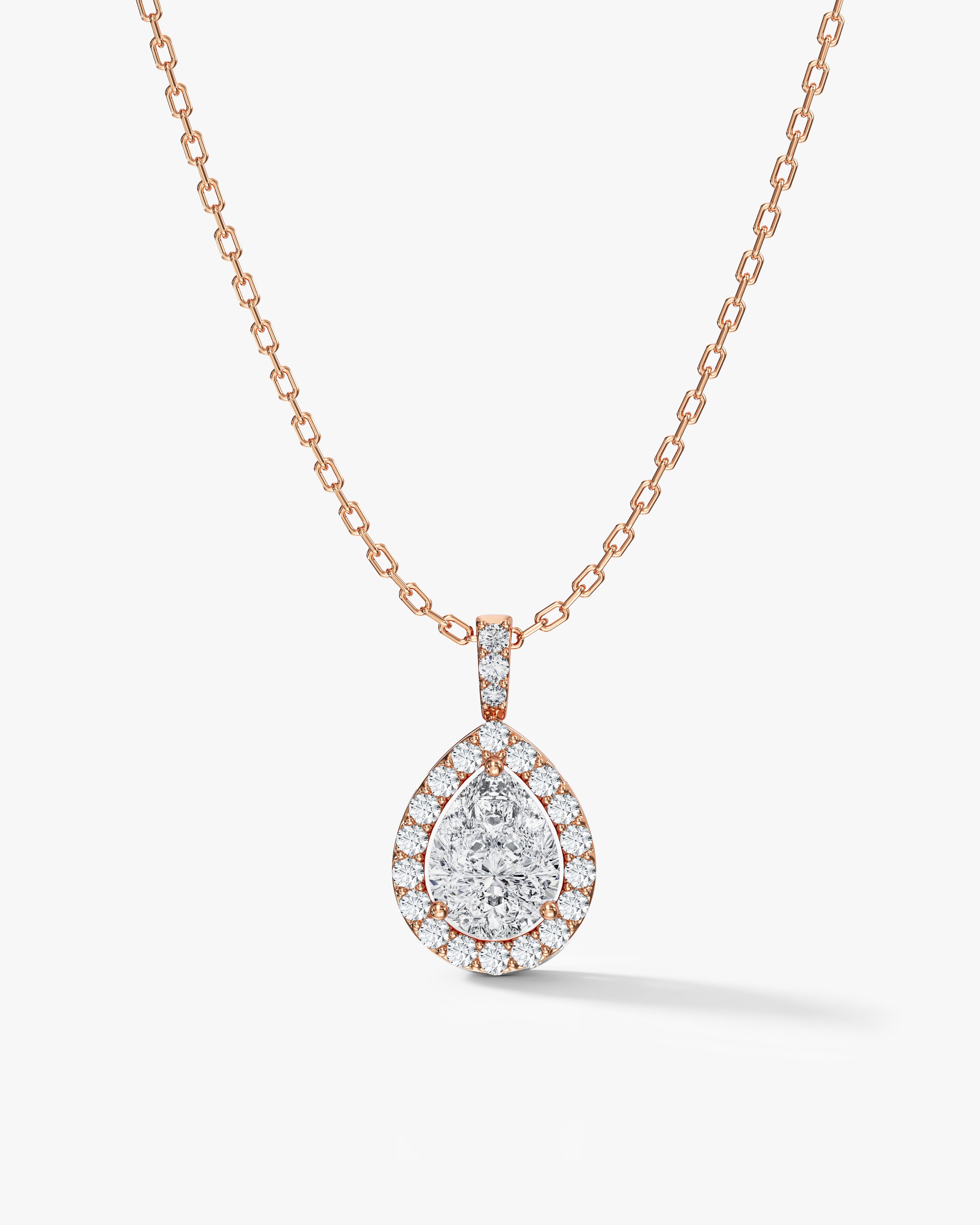 Teardrop Halo Pendant Necklace