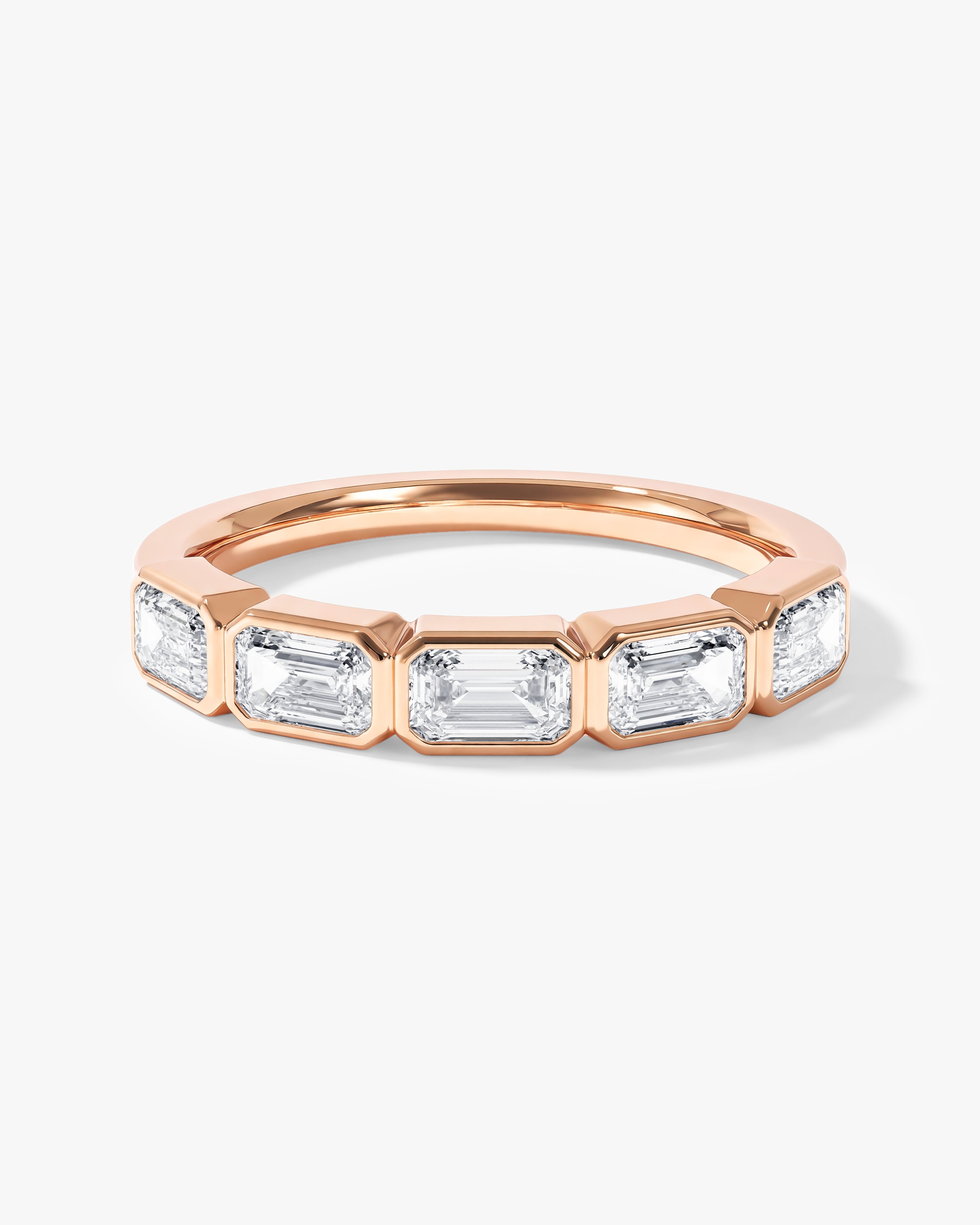 East-West Bezel Emerald Half Eternity Band (1.50 CT TW)