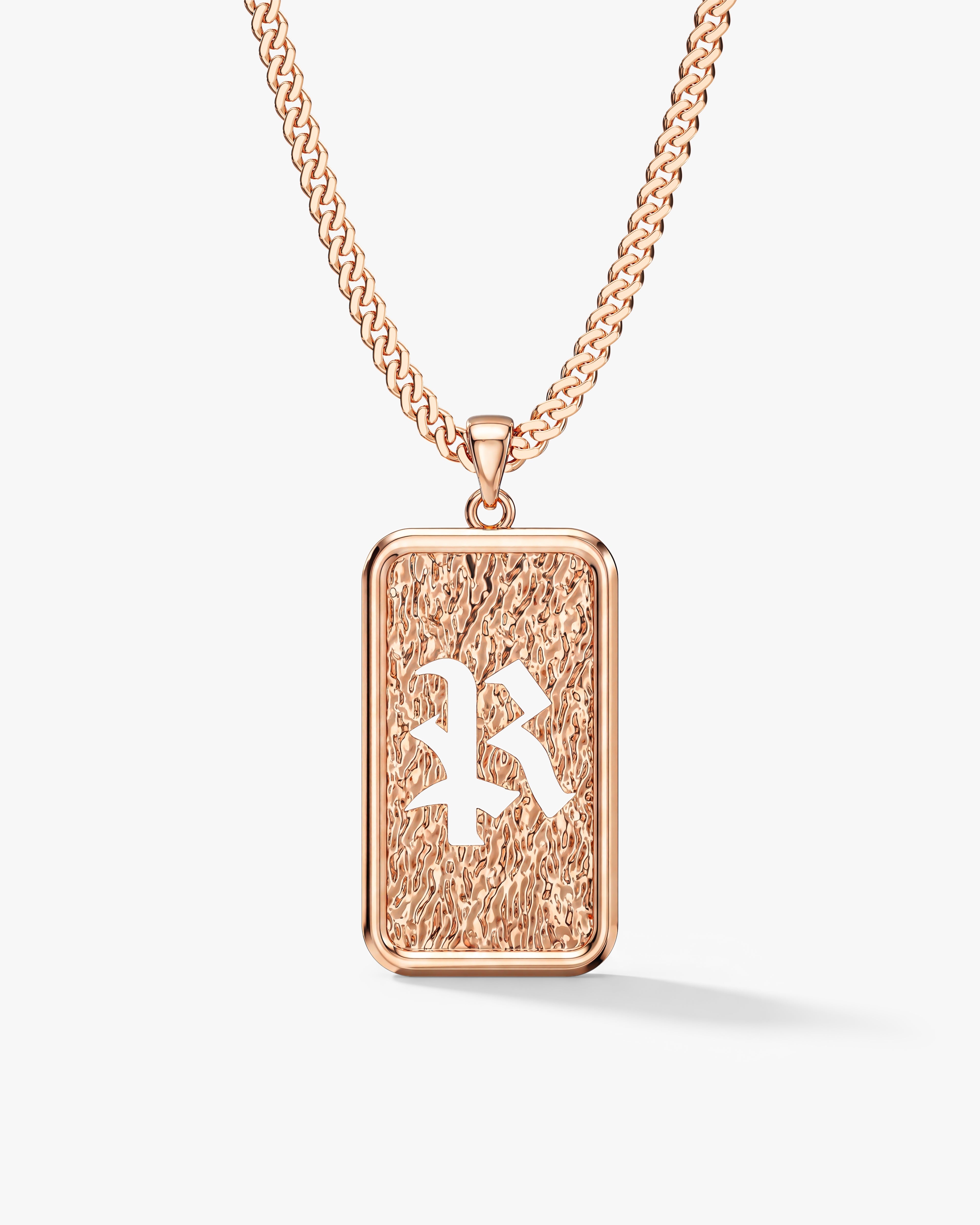 Textured Initial Plate Pendant Necklace