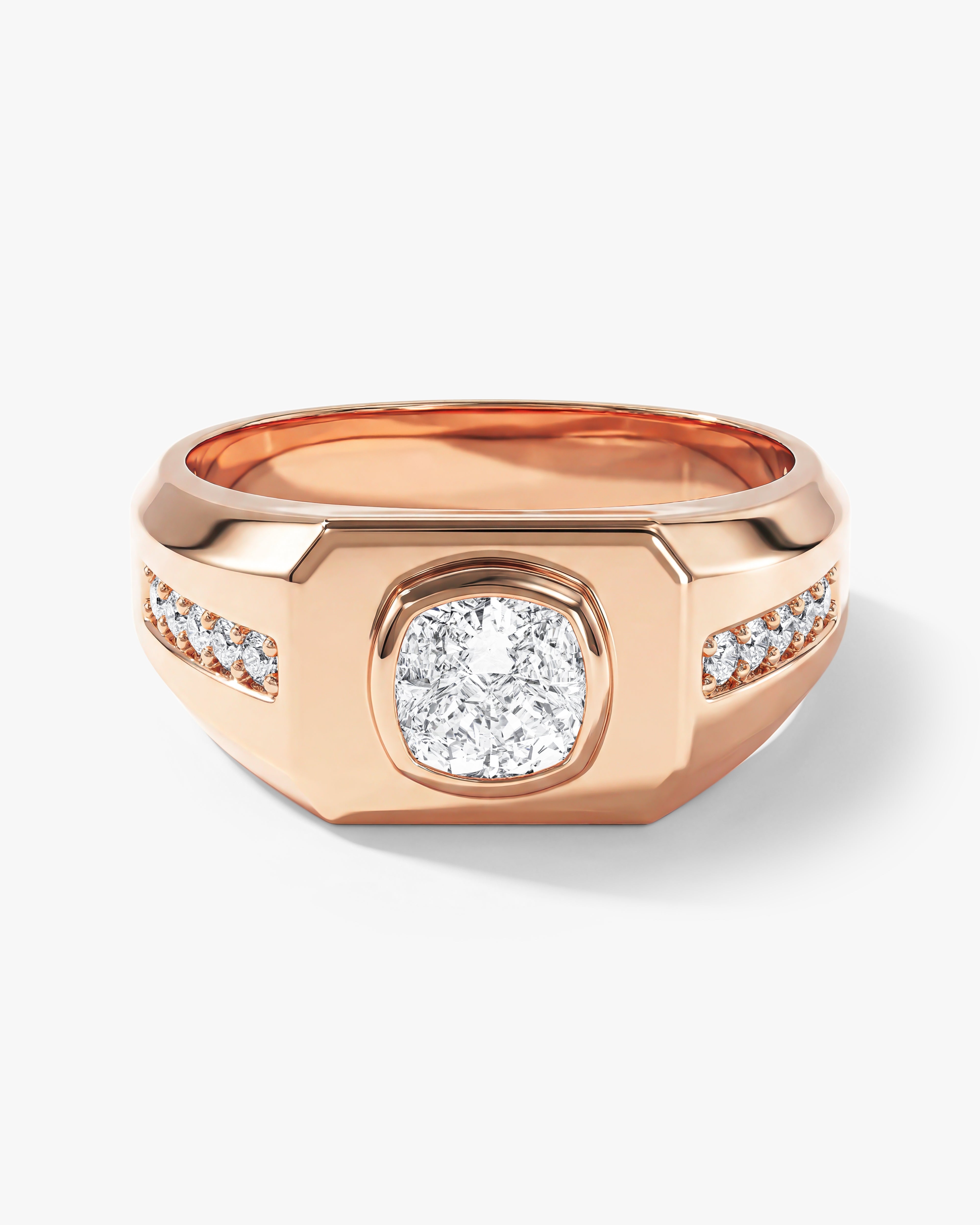 Men's Cushion Moissanite Signet Ring