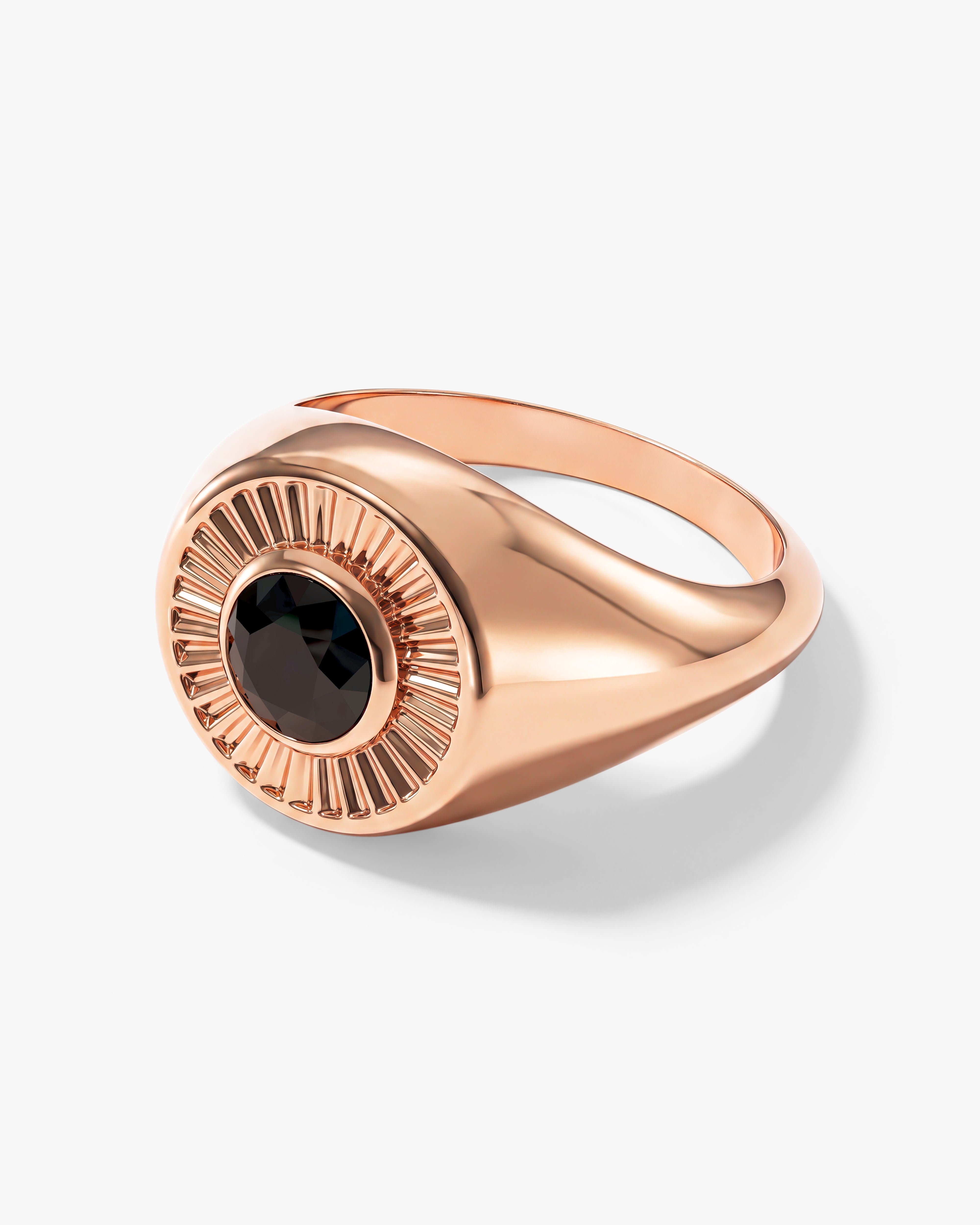 Black Diamond Signet Ring - Gold Vermeil