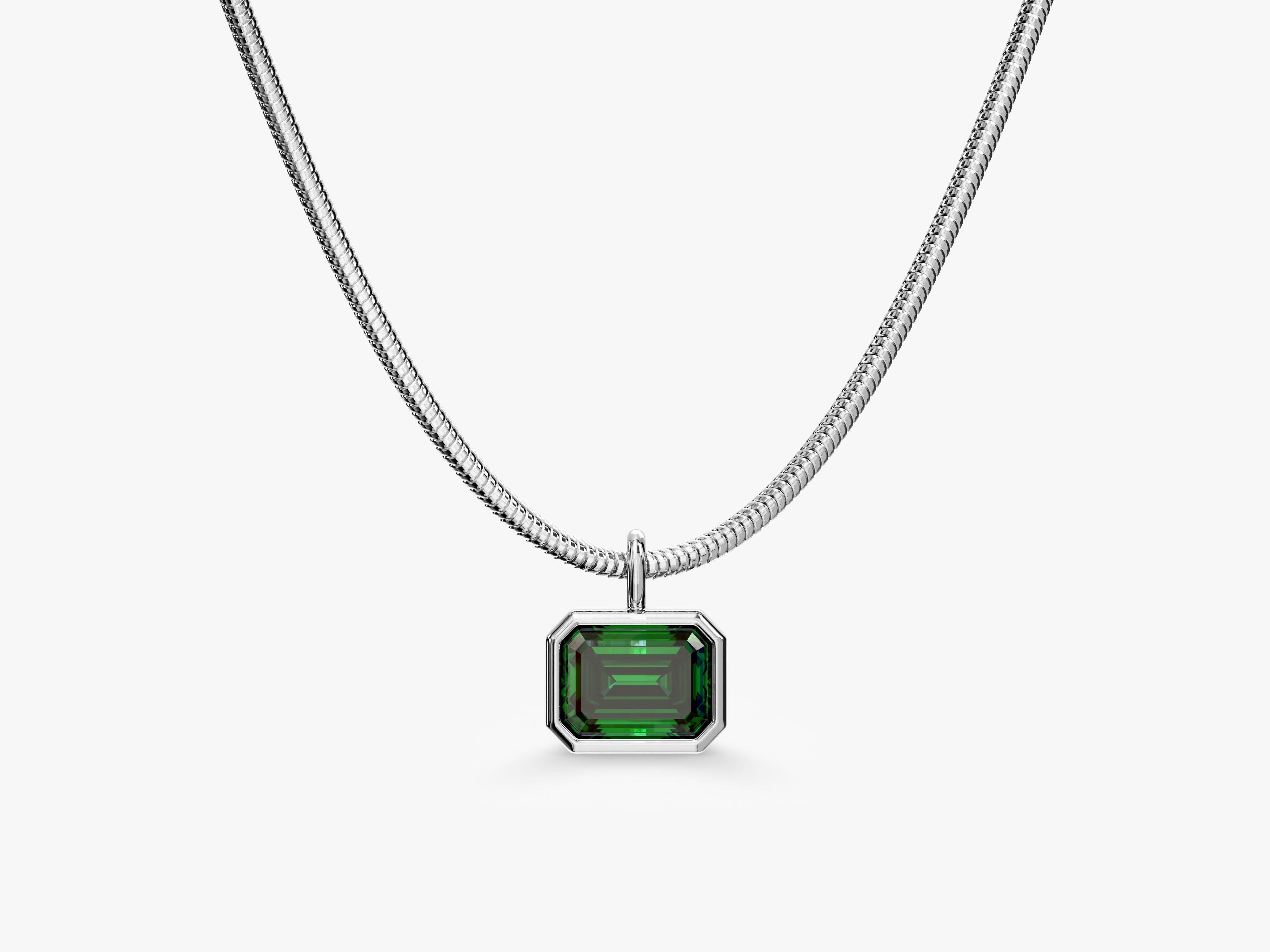 Signature Emerald Cut Birthstone Necklace