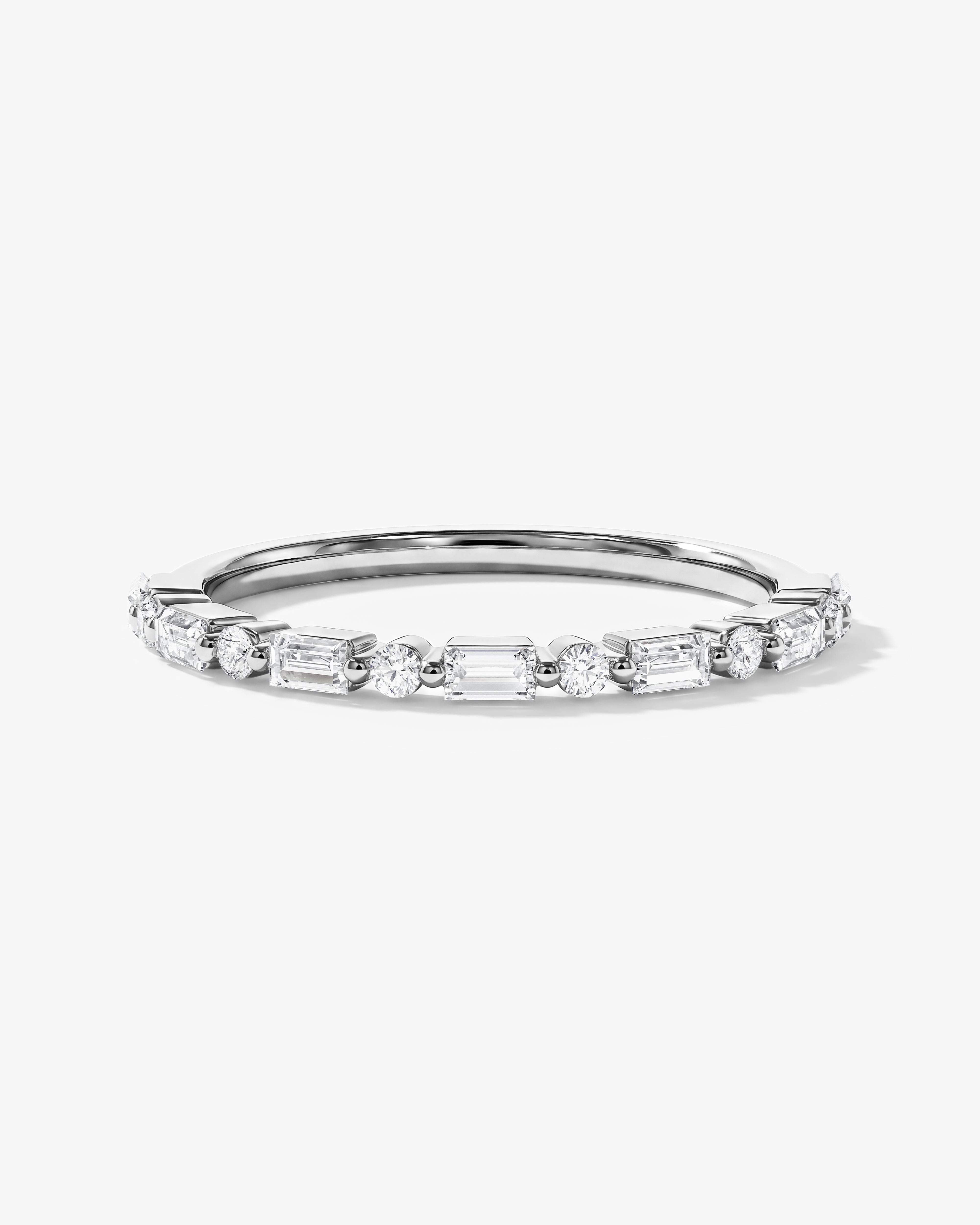 Alternating Round and Baguette Wedding Band