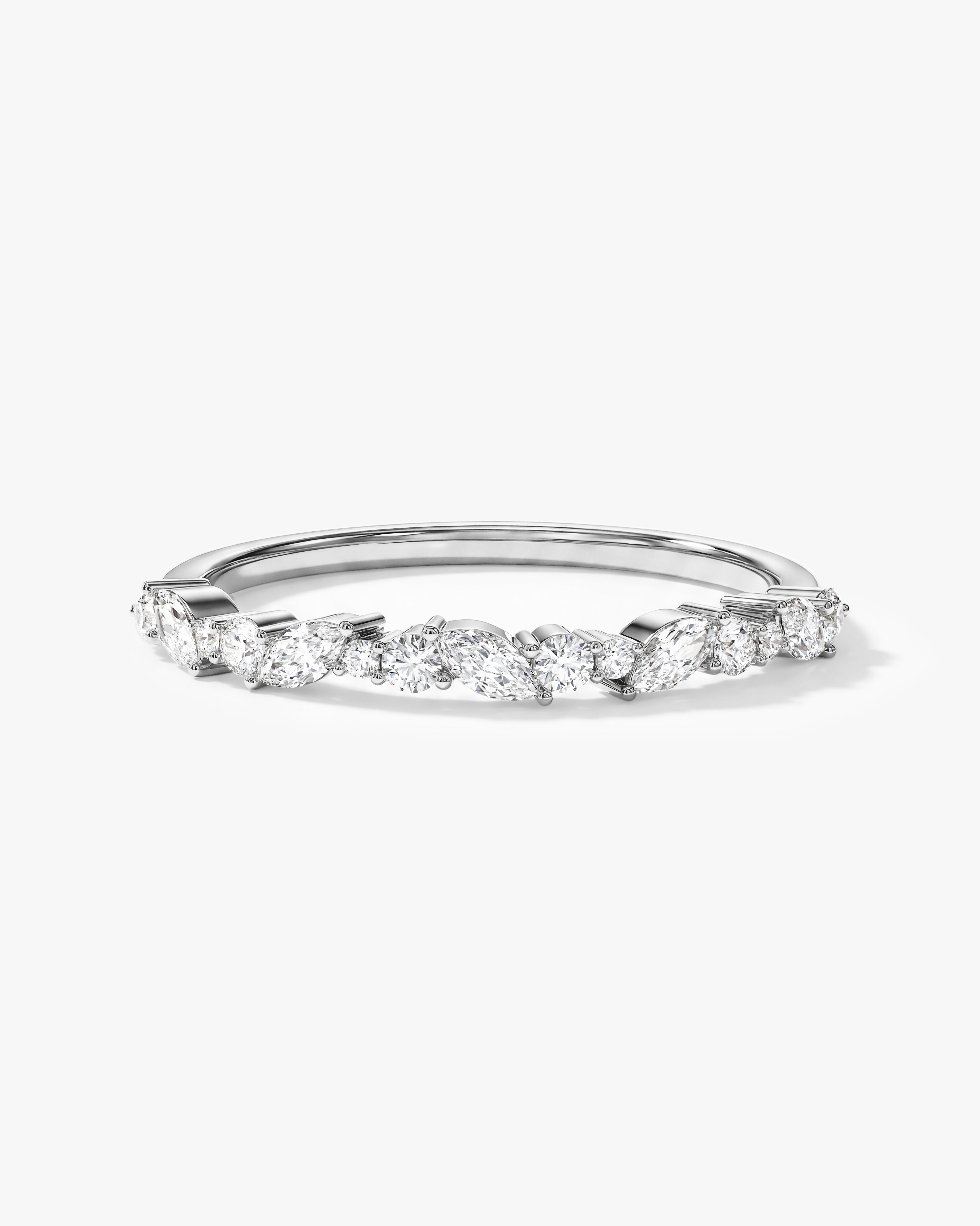 Marquise and Double Round Half Eternity Wedding Band