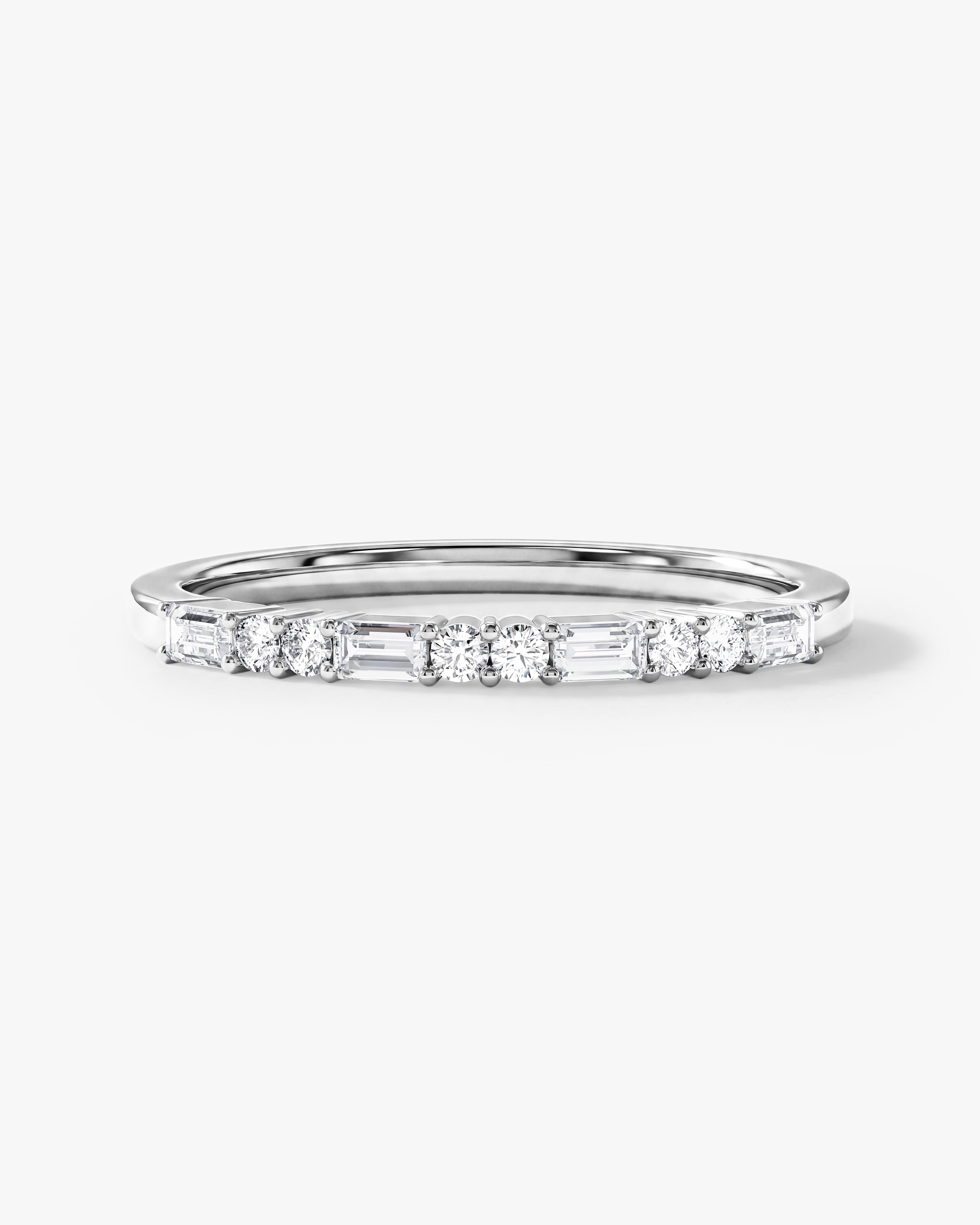Baguette and Double Round Wedding Band