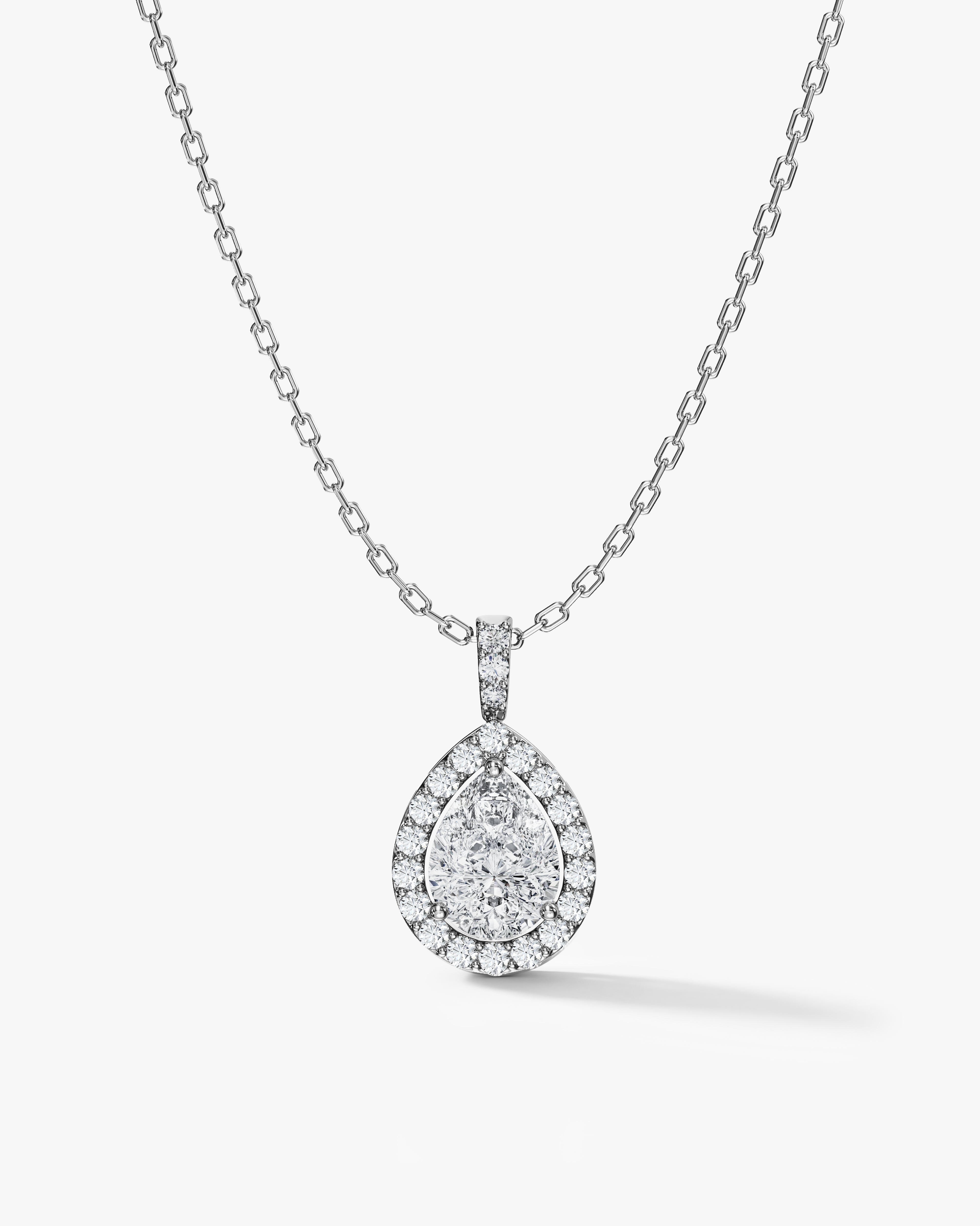 Teardrop Halo Pendant Necklace