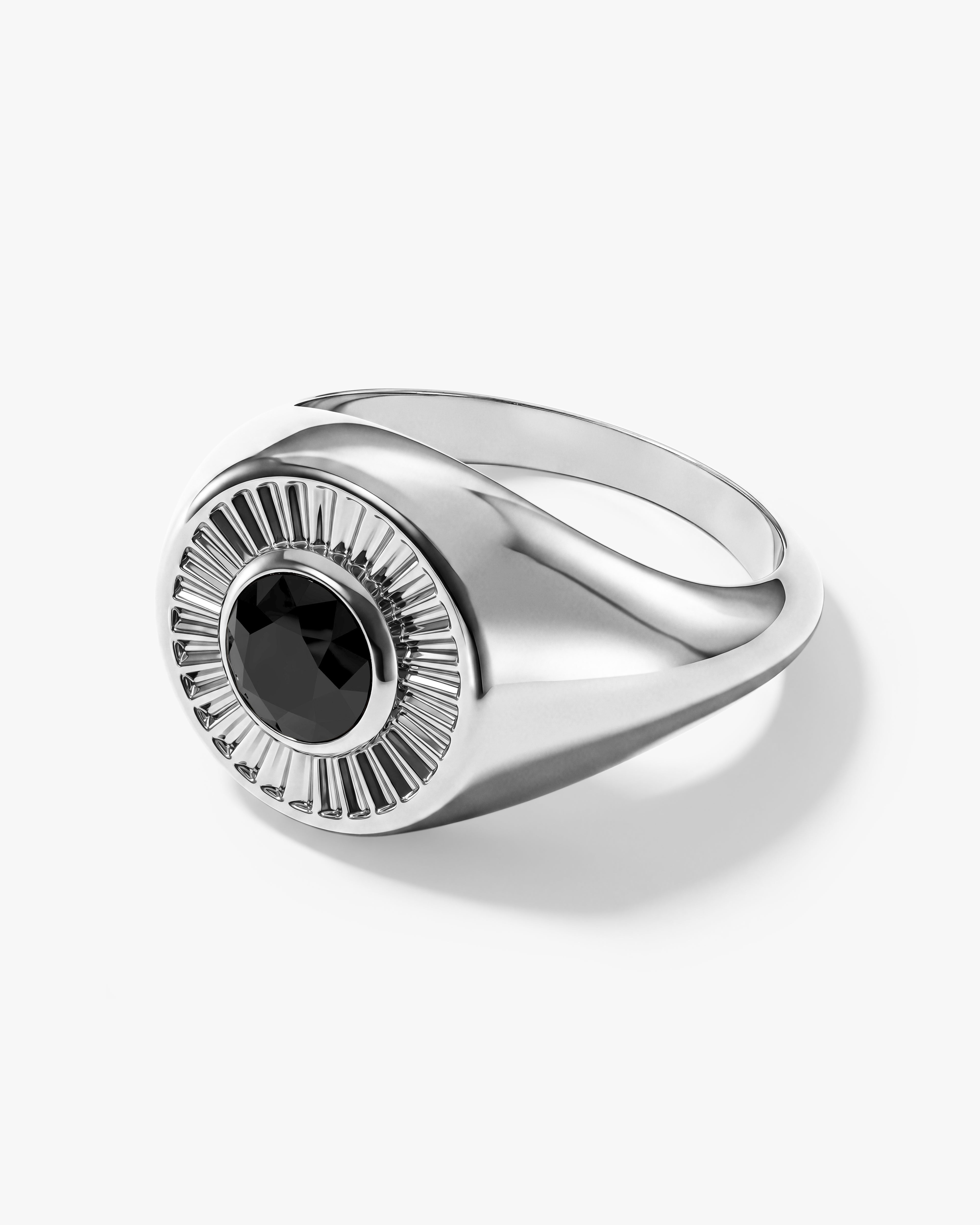 Black Diamond Signet Ring - Gold Vermeil