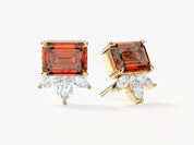 Emerald Cut Birthstone Studs