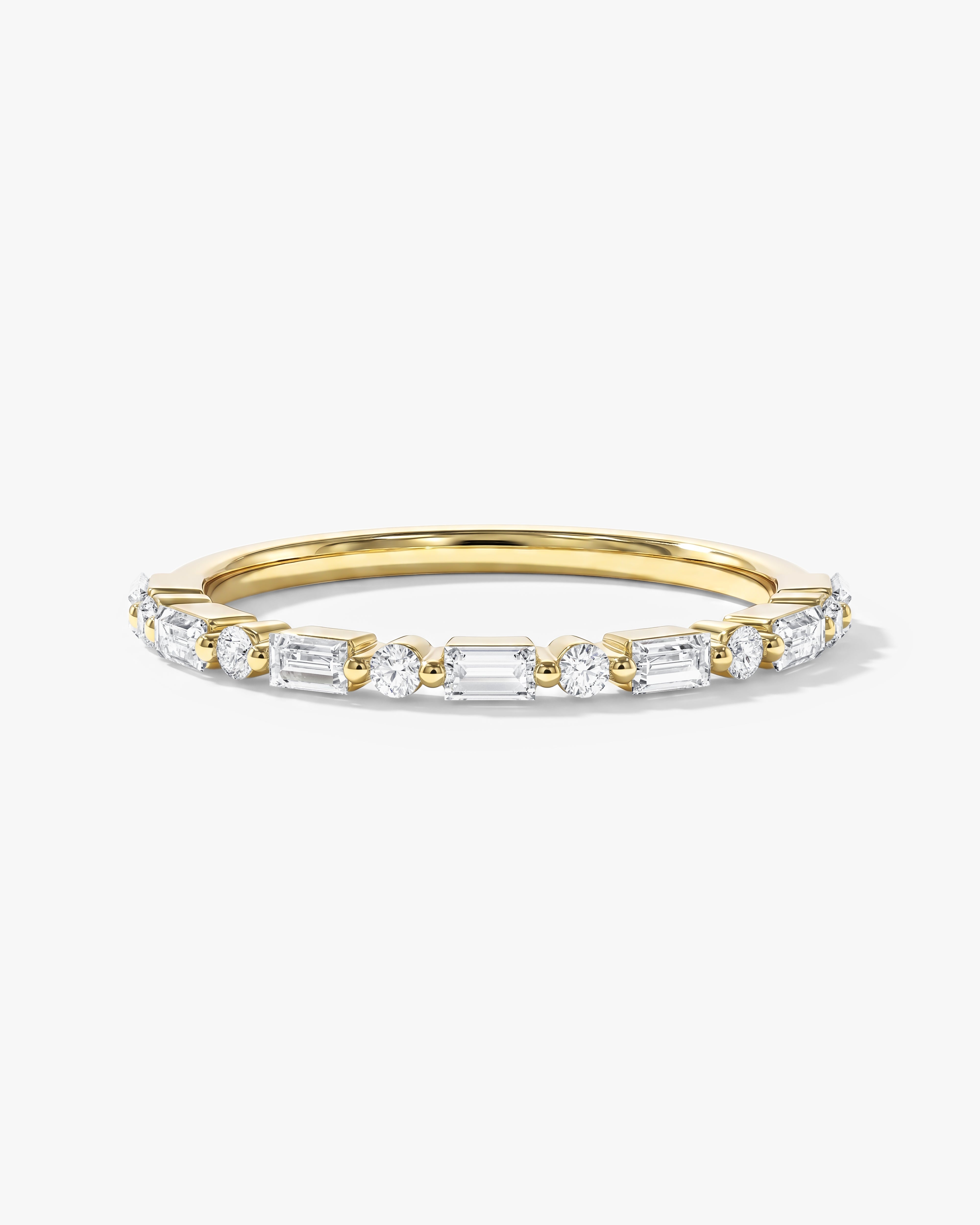 Alternating Round and Baguette Wedding Band