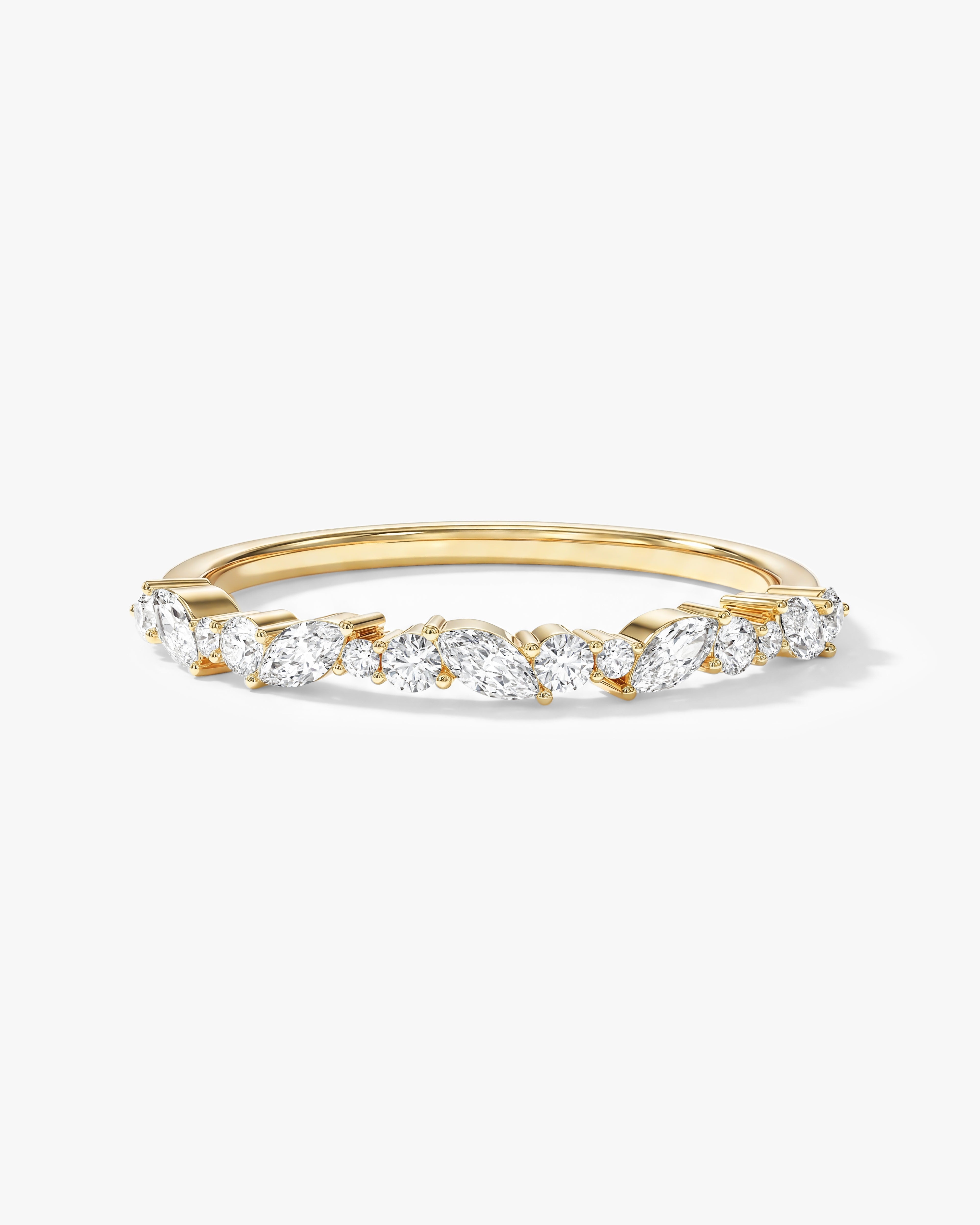 Marquise and Double Round Half Eternity Wedding Band