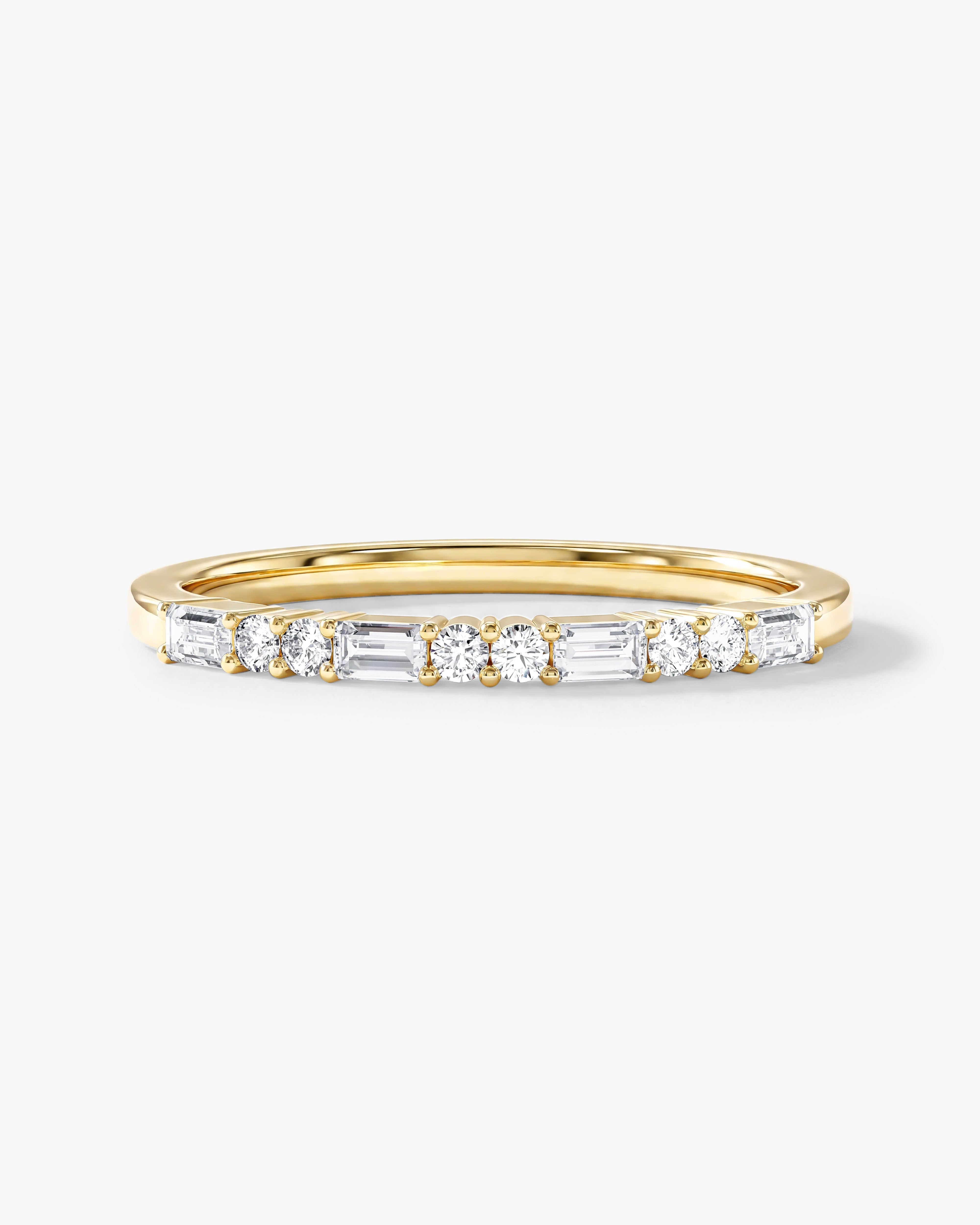 Baguette and Double Round Wedding Band