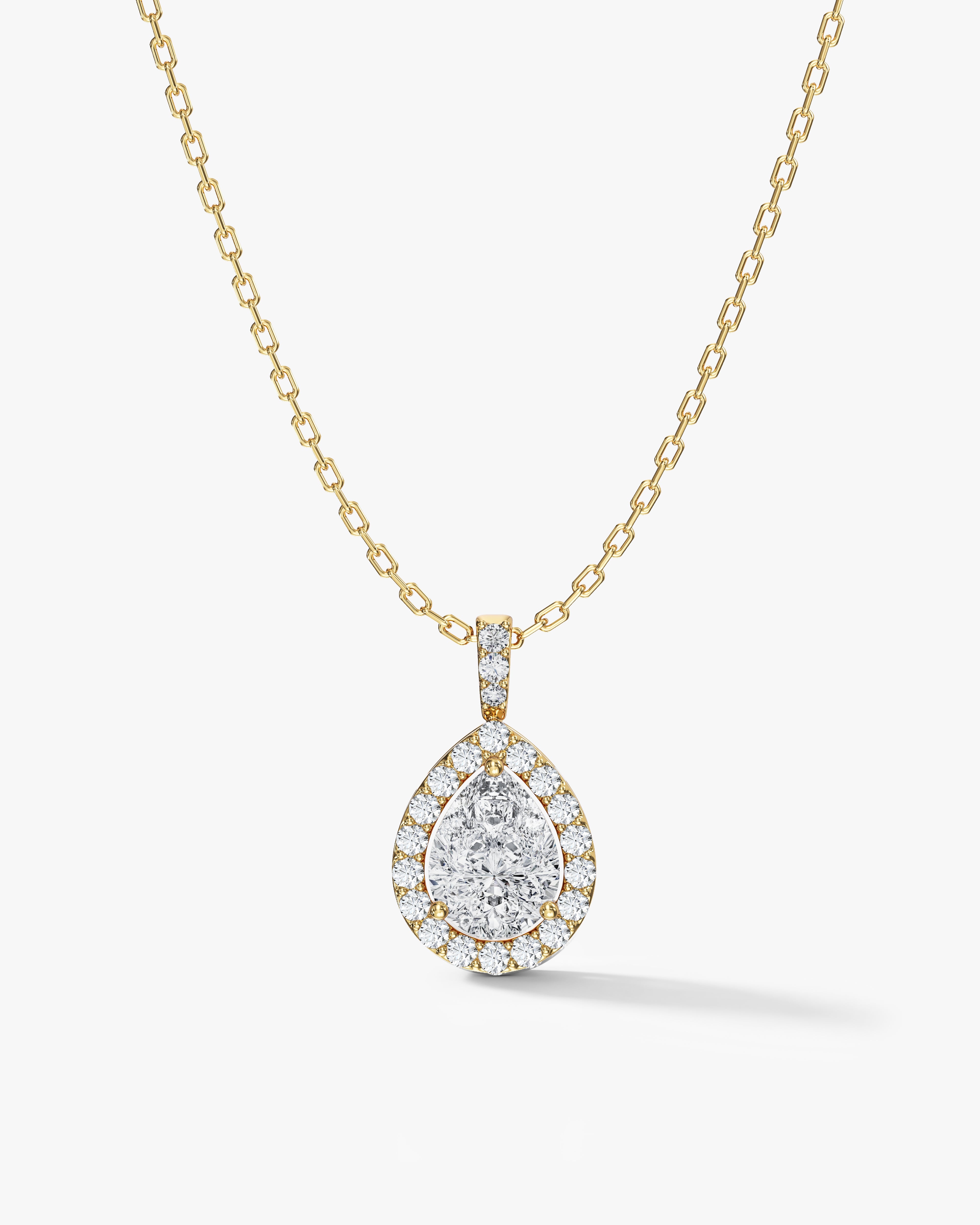 Teardrop Halo Pendant Necklace