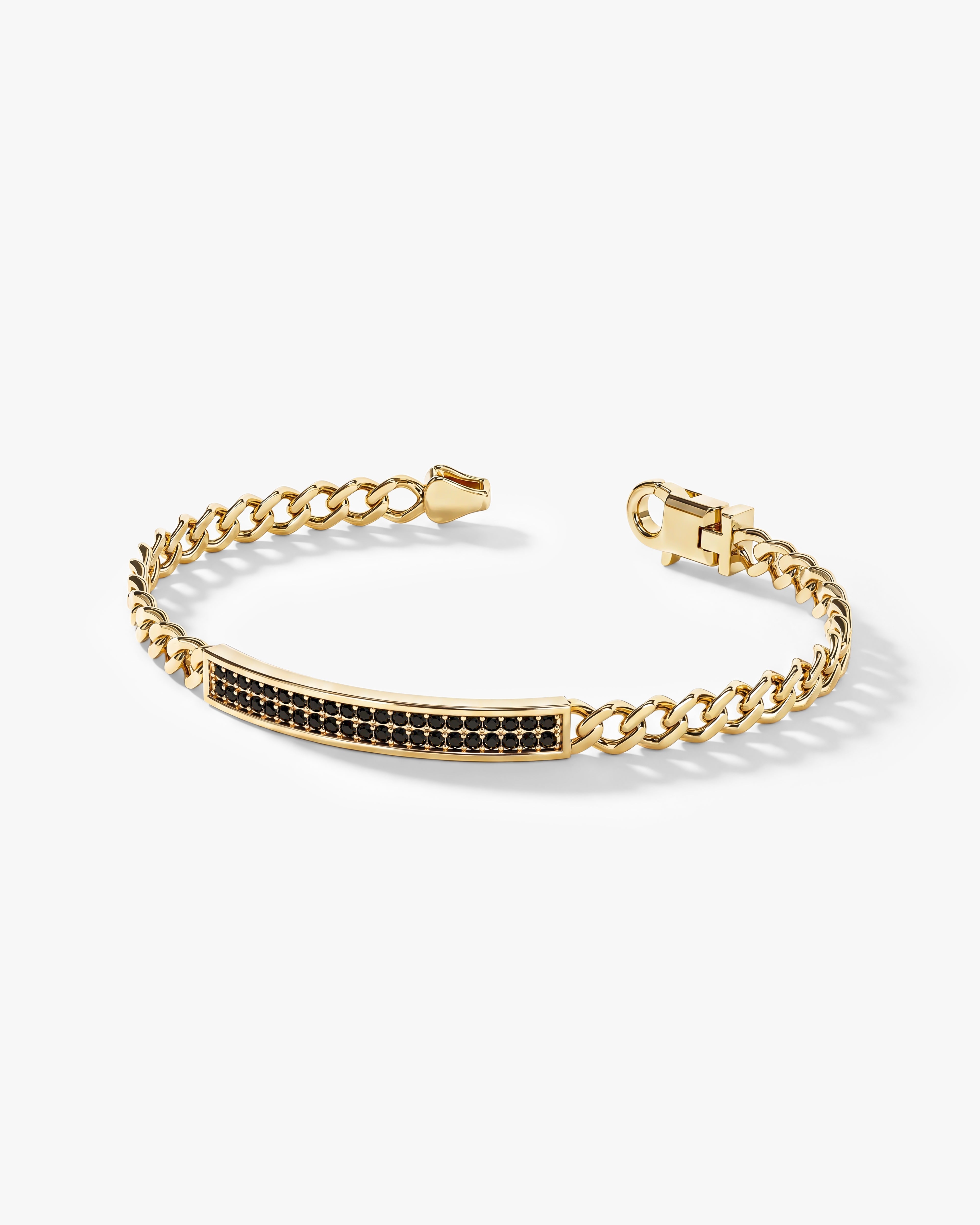 Bold Cuban Chain Bracelet with Black Diamonds