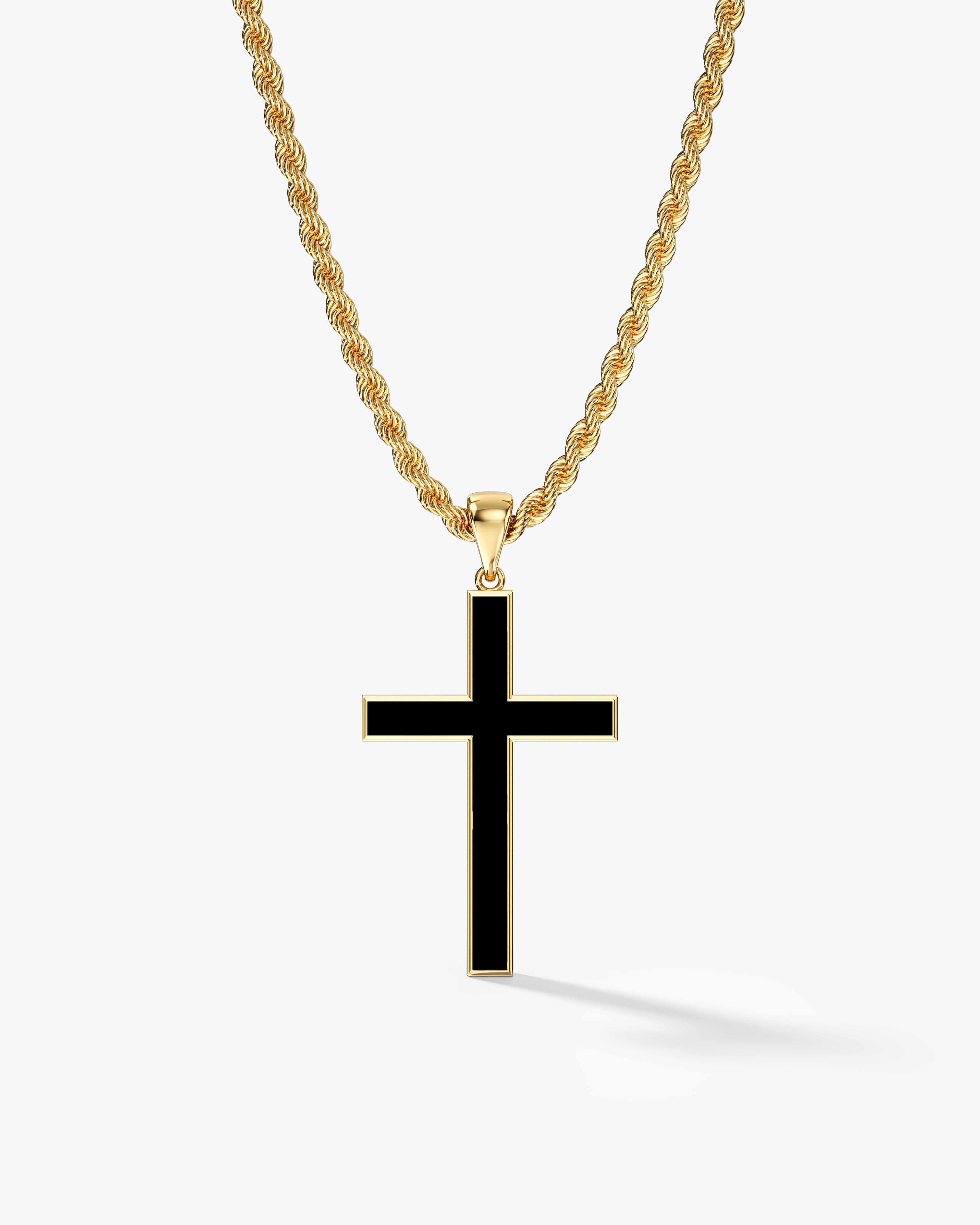 2.5mm Rope Chain Black Cross Necklace