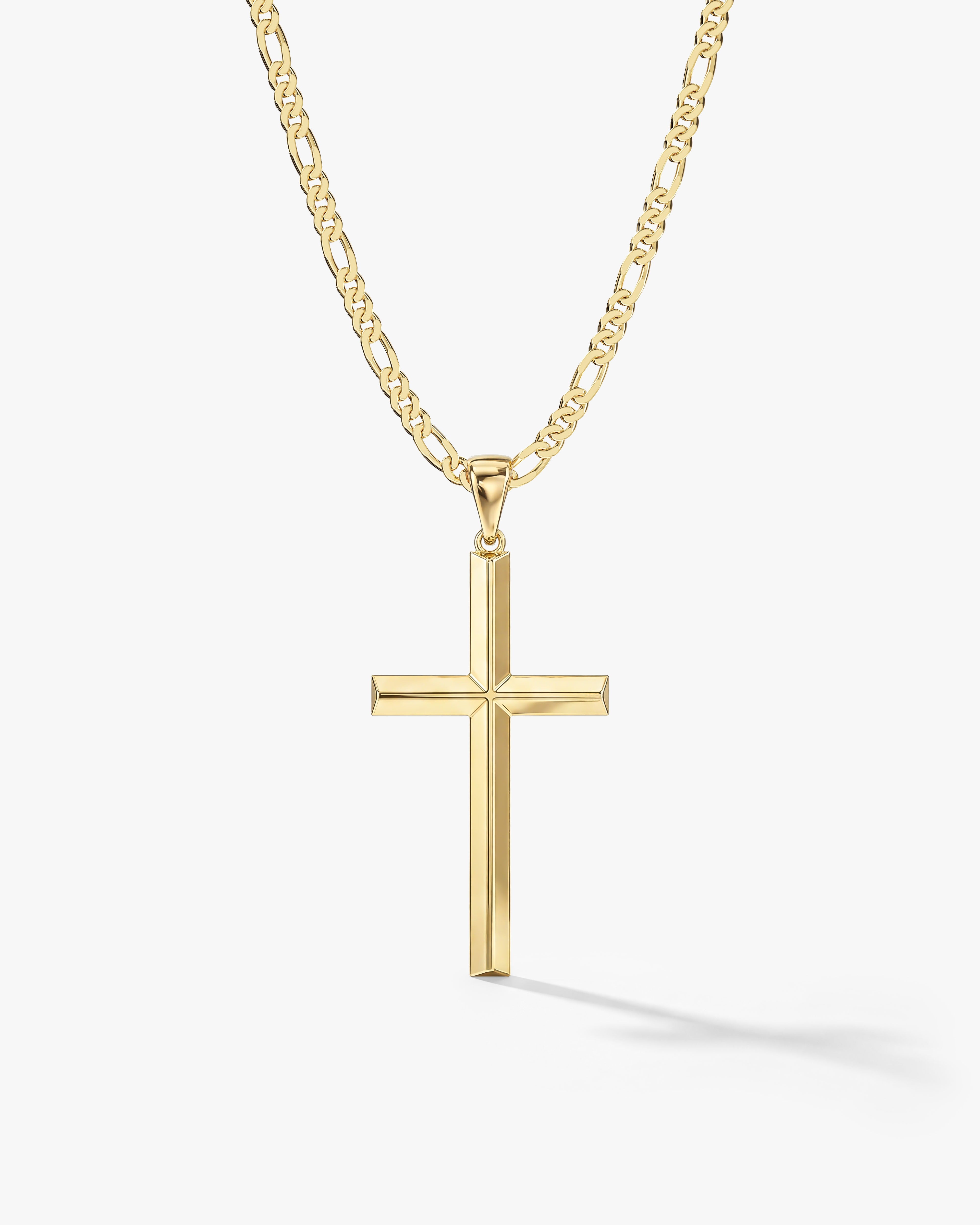 2.5mm Figaro Chain Cross Necklace