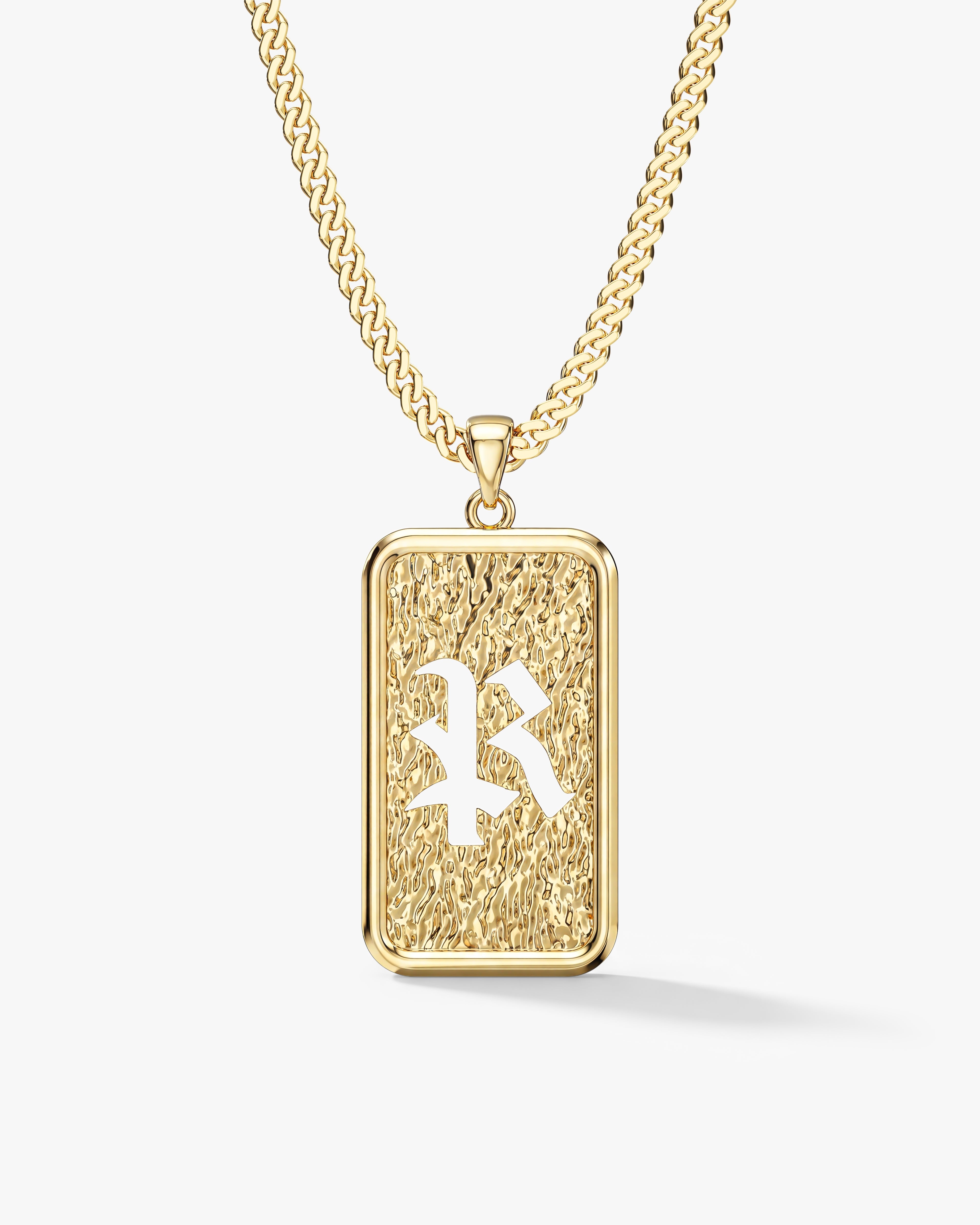 Textured Initial Plate Pendant Necklace