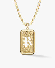 Textured Initial Plate Pendant Necklace
