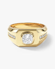Men's Cushion Moissanite Signet Ring