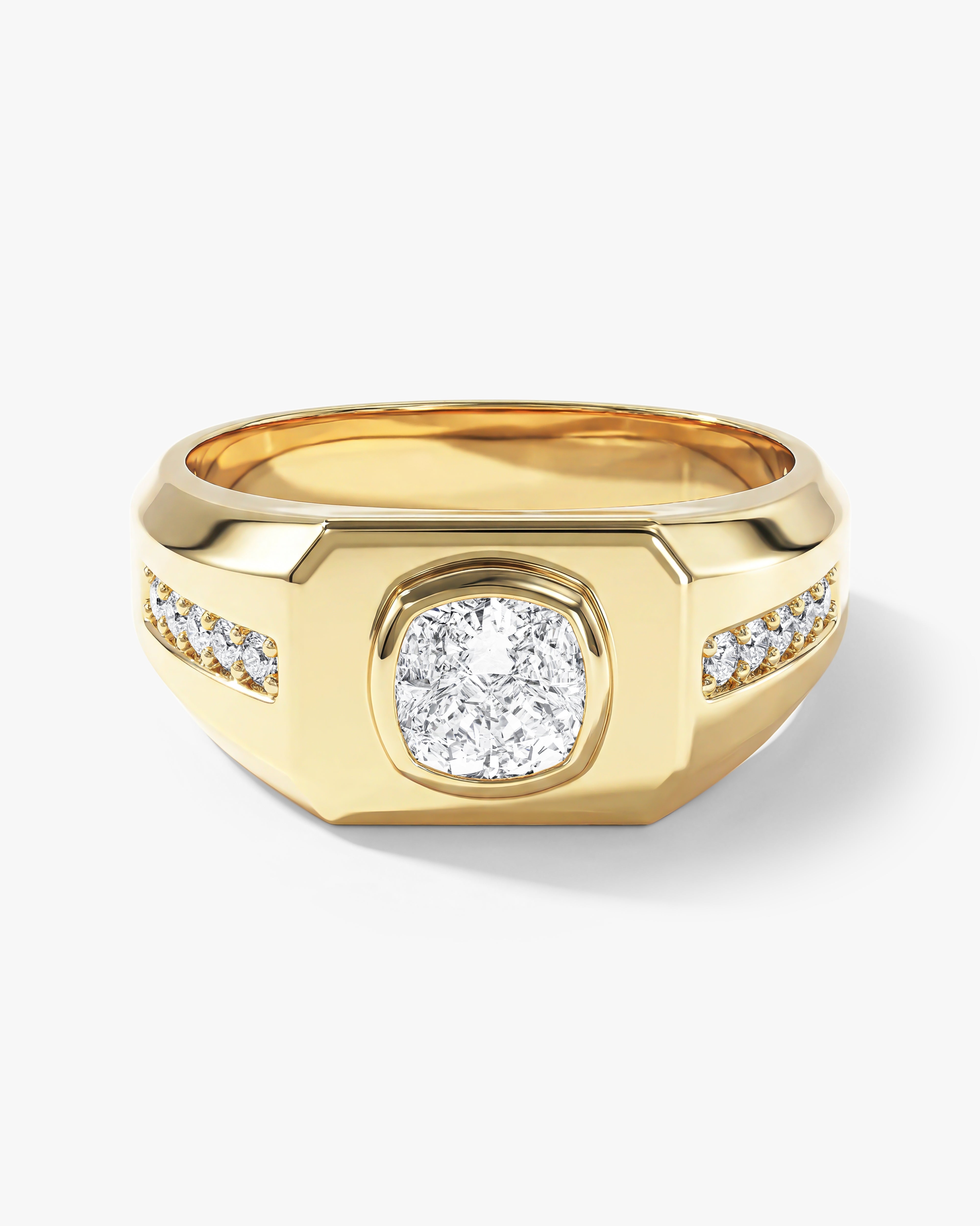 Men's Cushion Moissanite Signet Ring