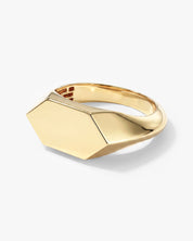 Sharp Hexagon Signet Ring
