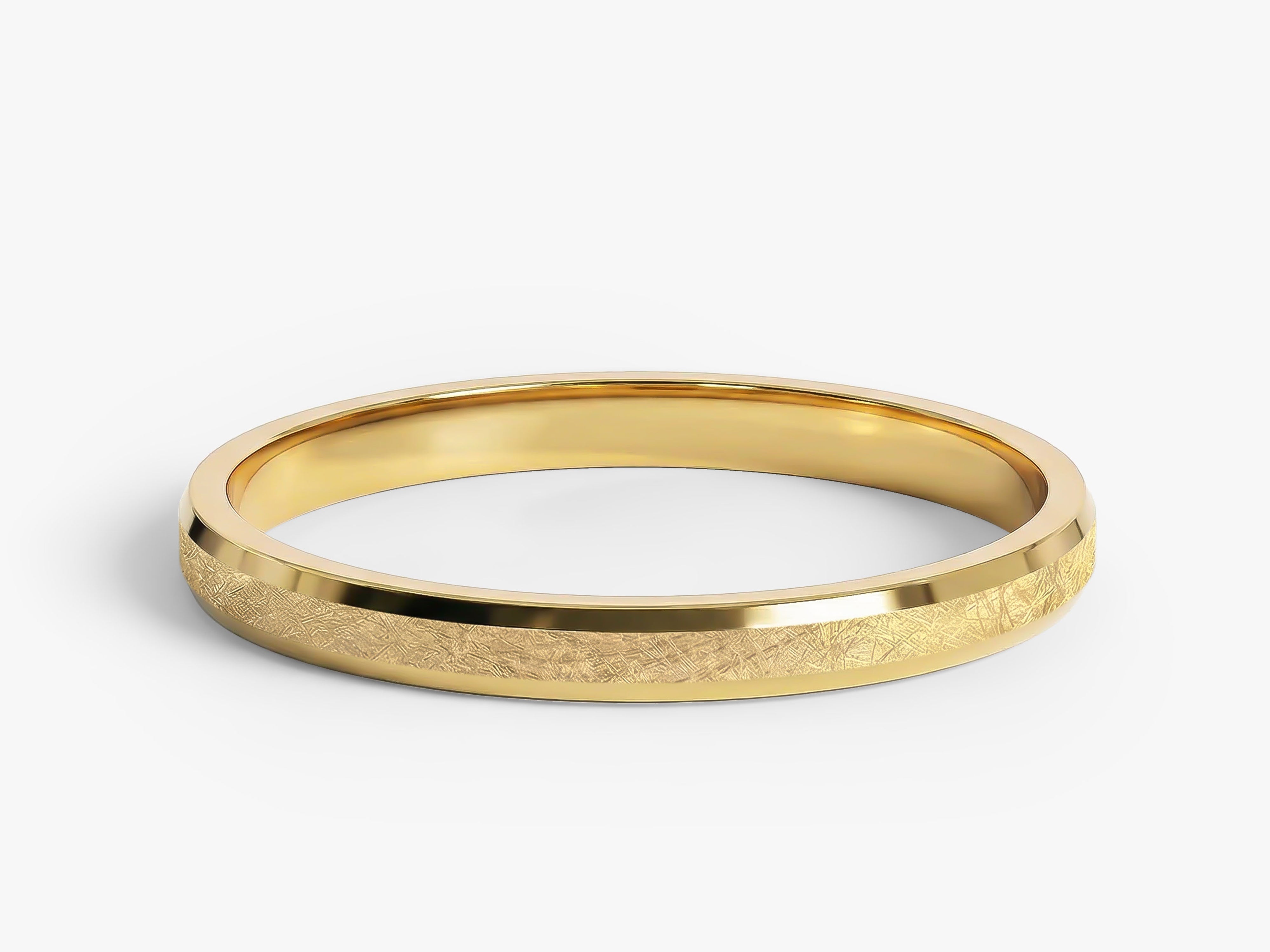 2mm Beveled Edge Wedding Band with Ice Matte Finish