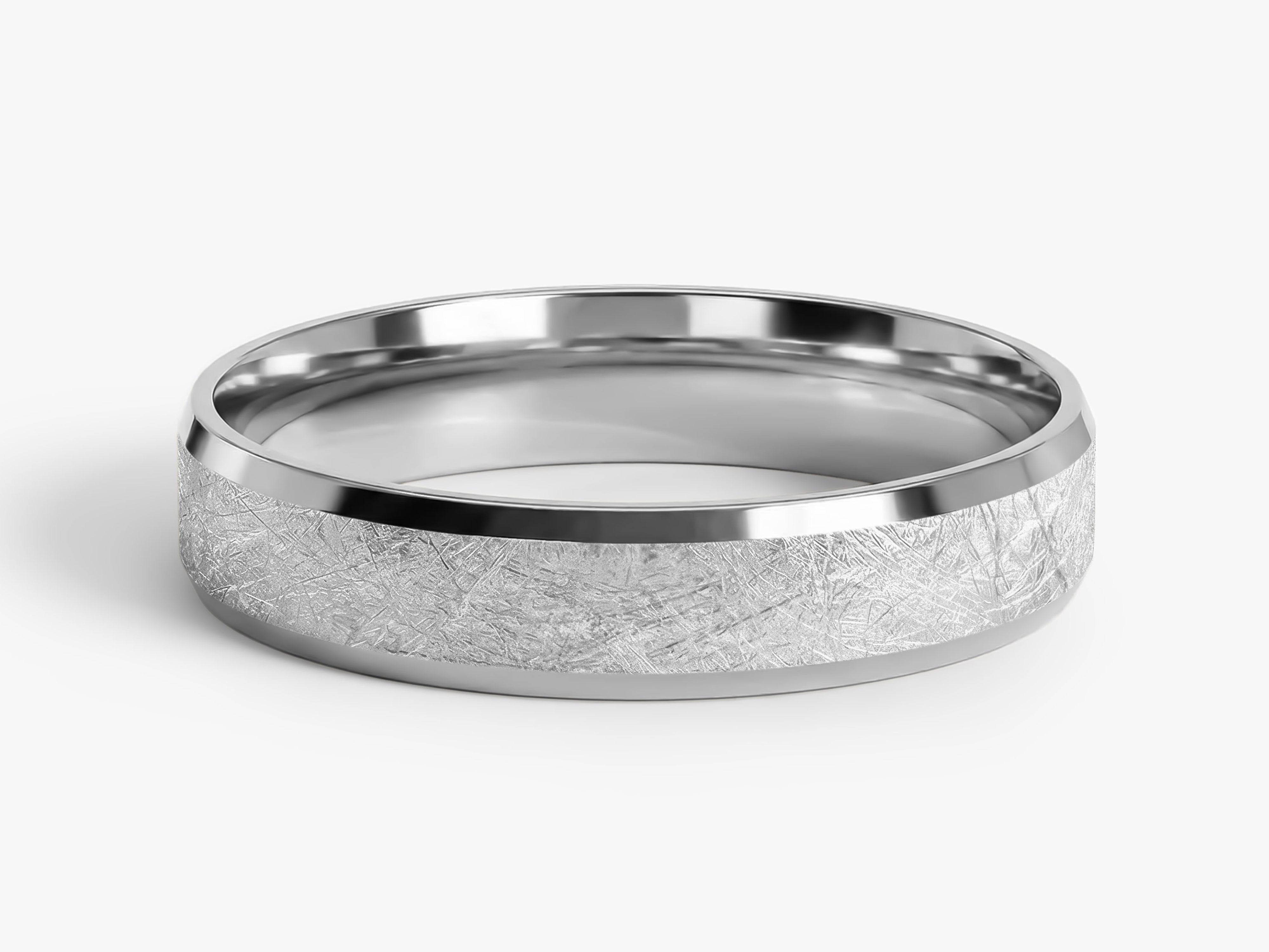 4mm Beveled Edge Wedding Band with Ice Matte Finish