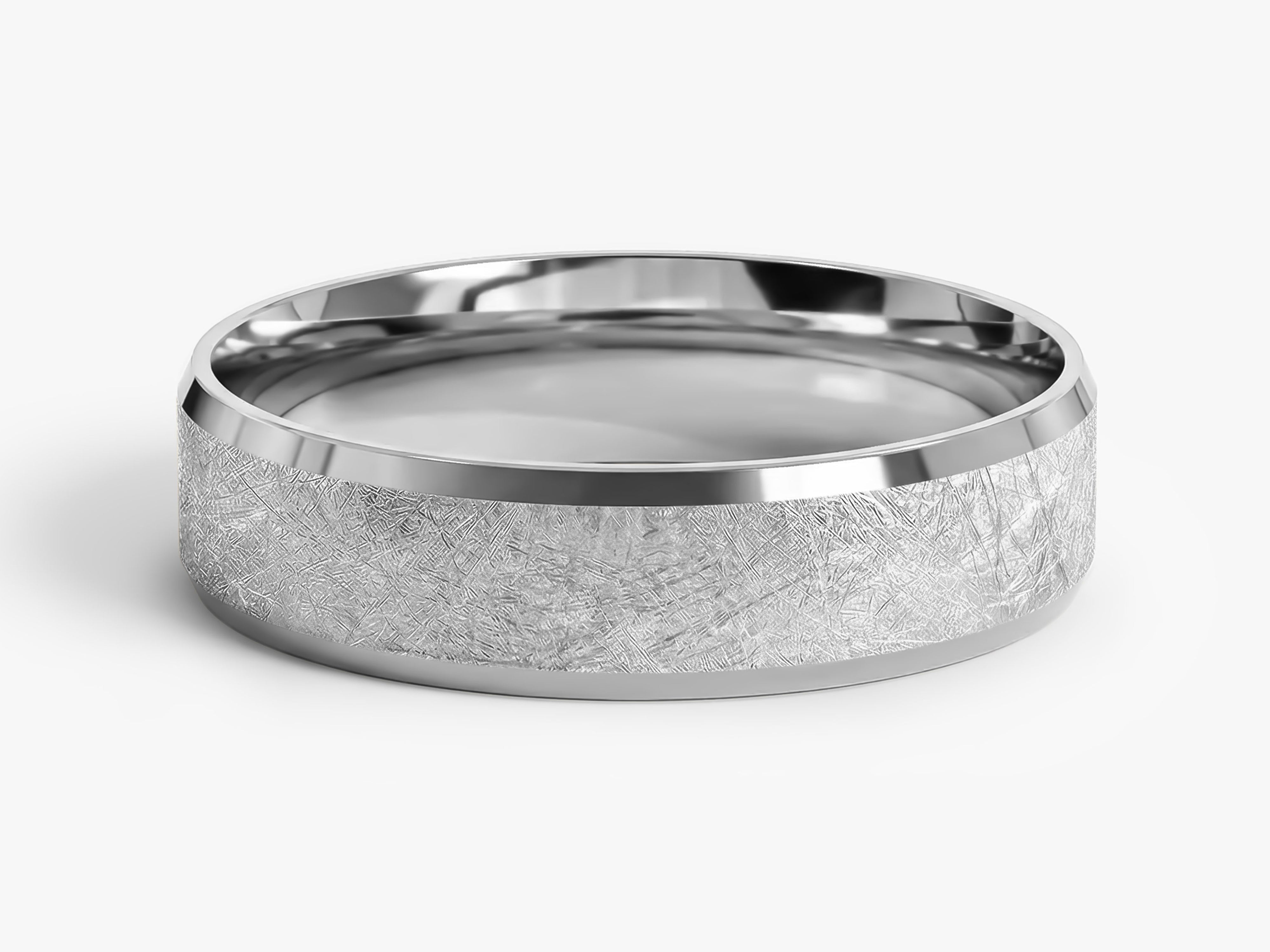 5mm Beveled Edge Wedding Band with Ice Matte Finish