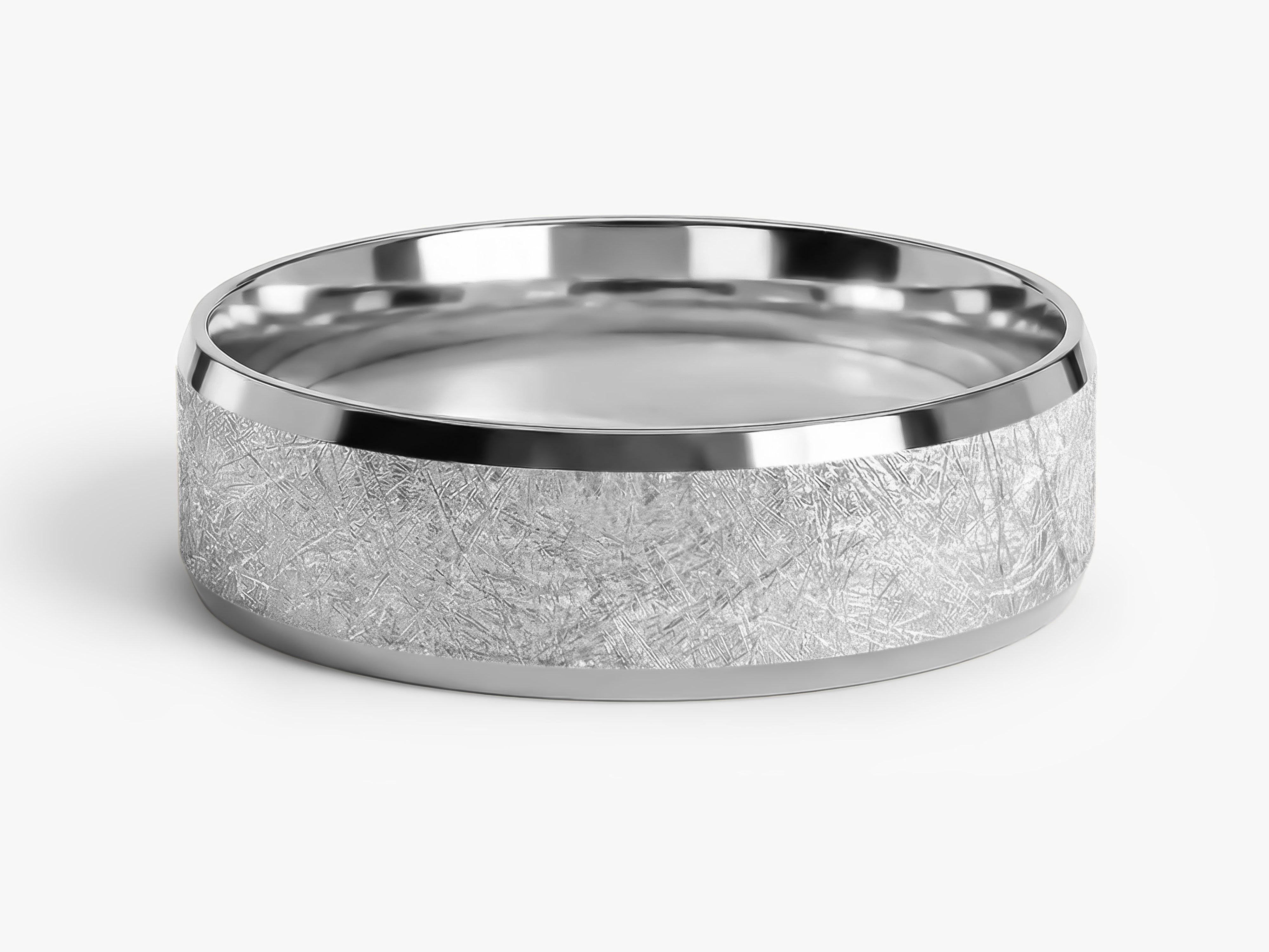 6mm Beveled Edge Wedding Band with Ice Matte Finish