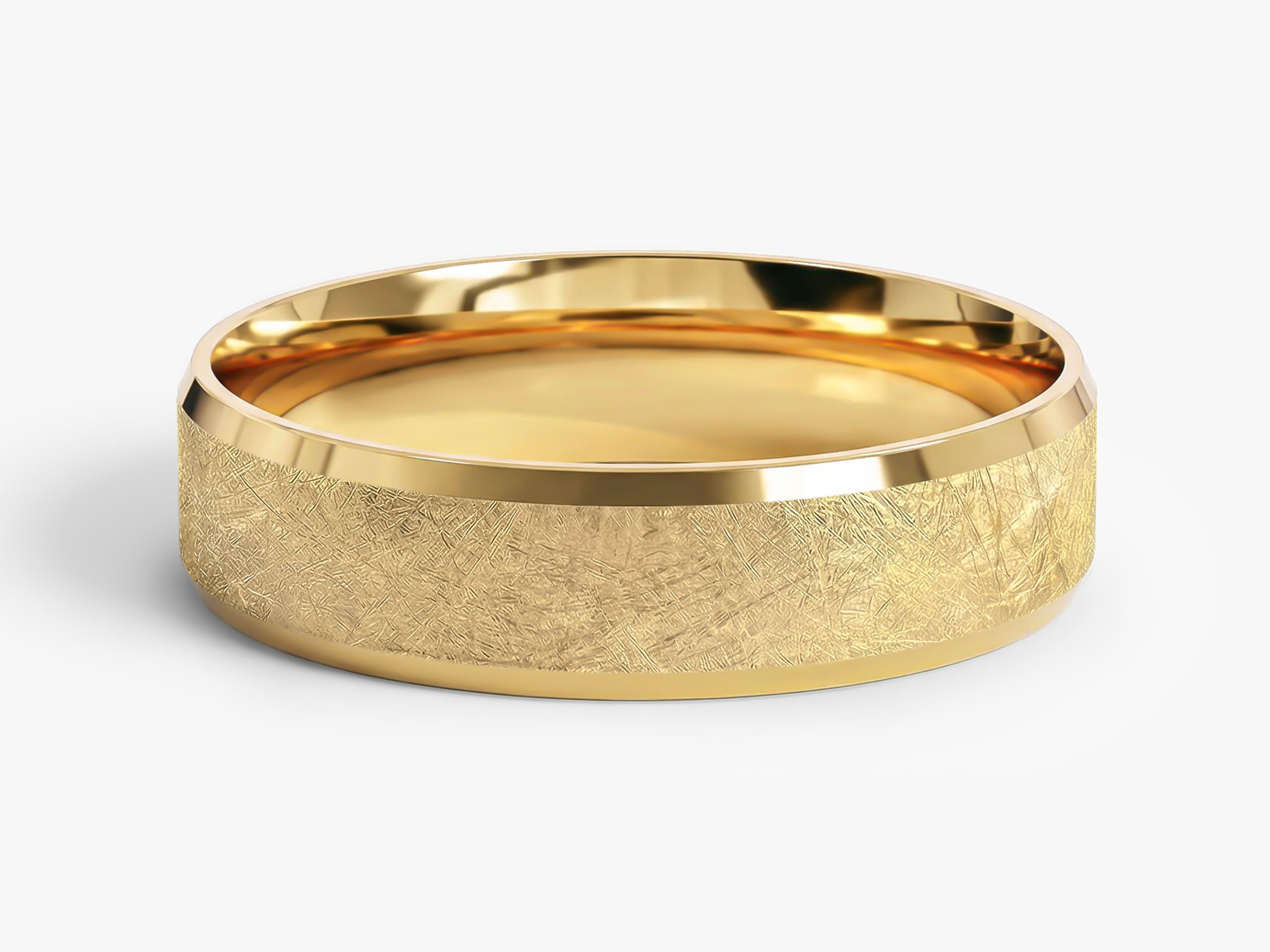 5mm Beveled Edge Wedding Band with Ice Matte Finish