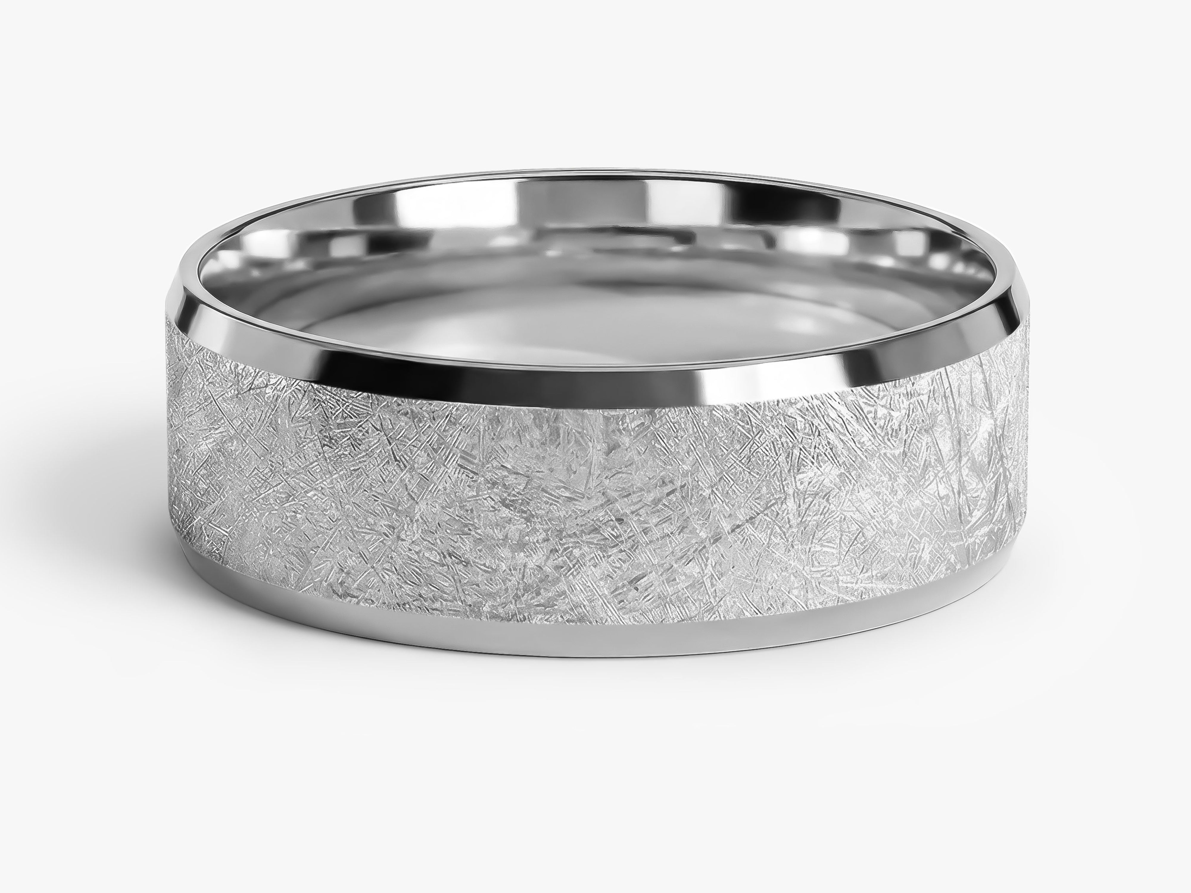 7mm Ice Matte Brushed Beveled Edge Wedding Band