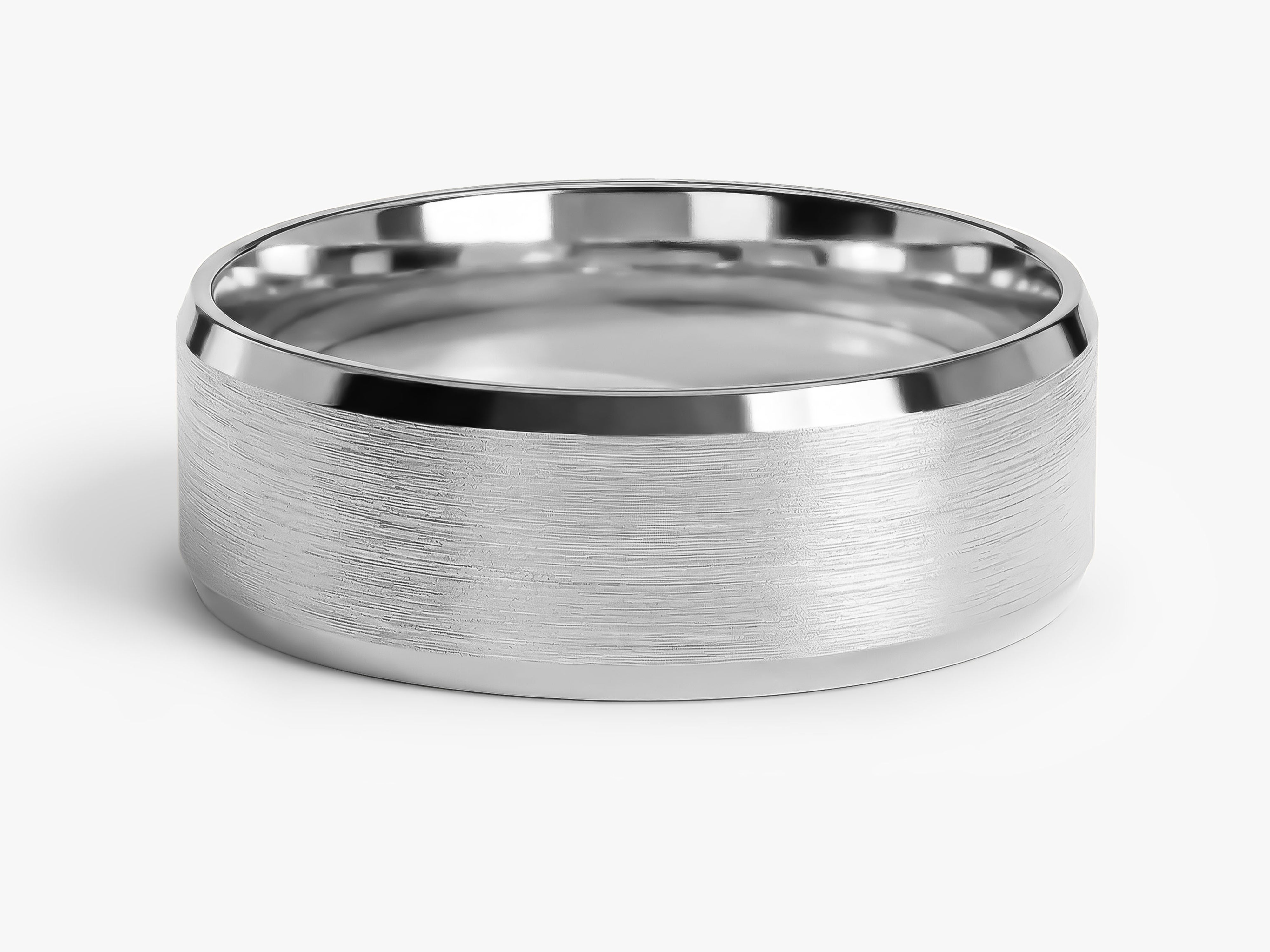 7mm Beveled Edge Wedding Band - Matte Brushed