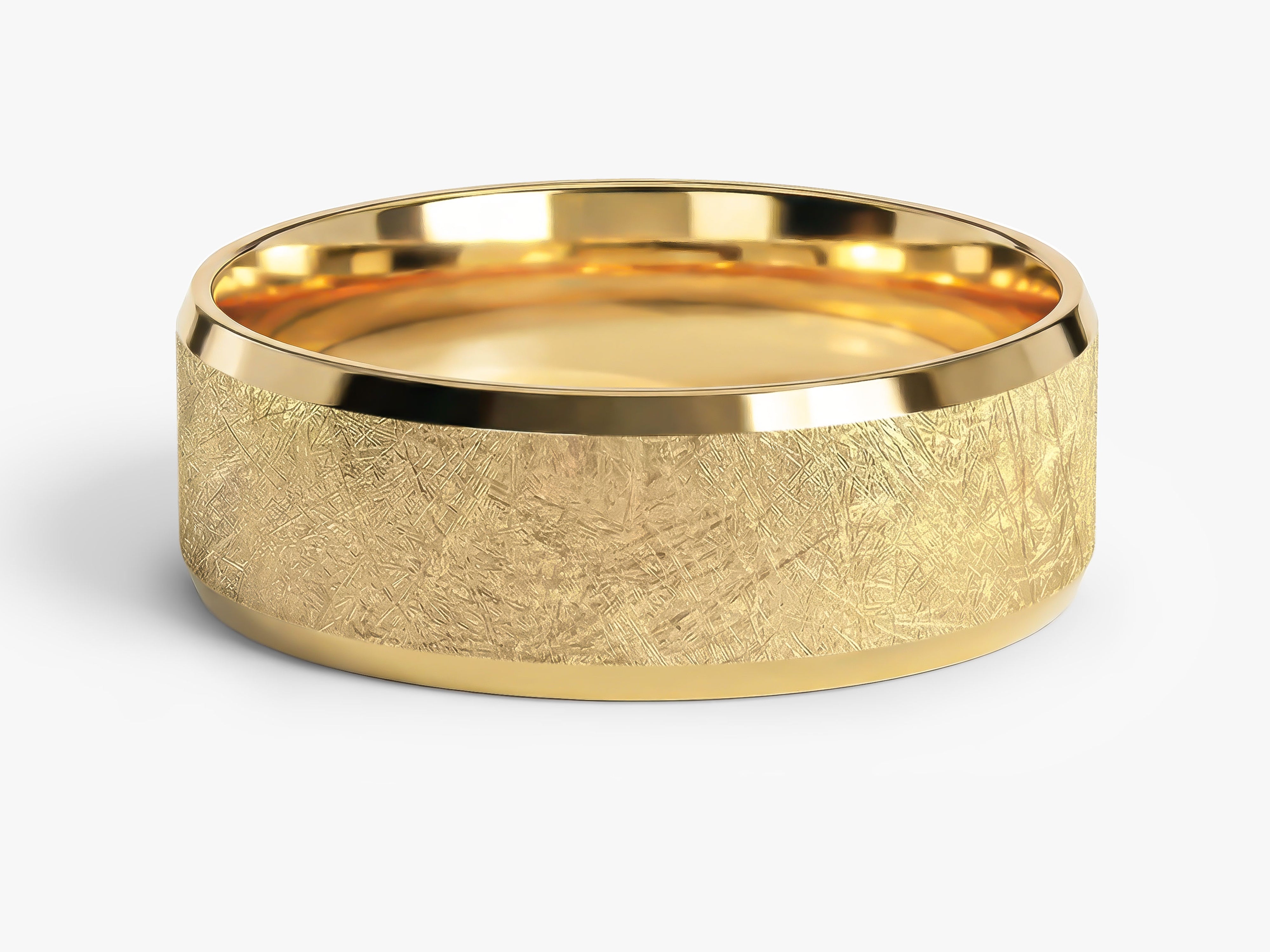 7mm Ice Matte Brushed Beveled Edge Wedding Band