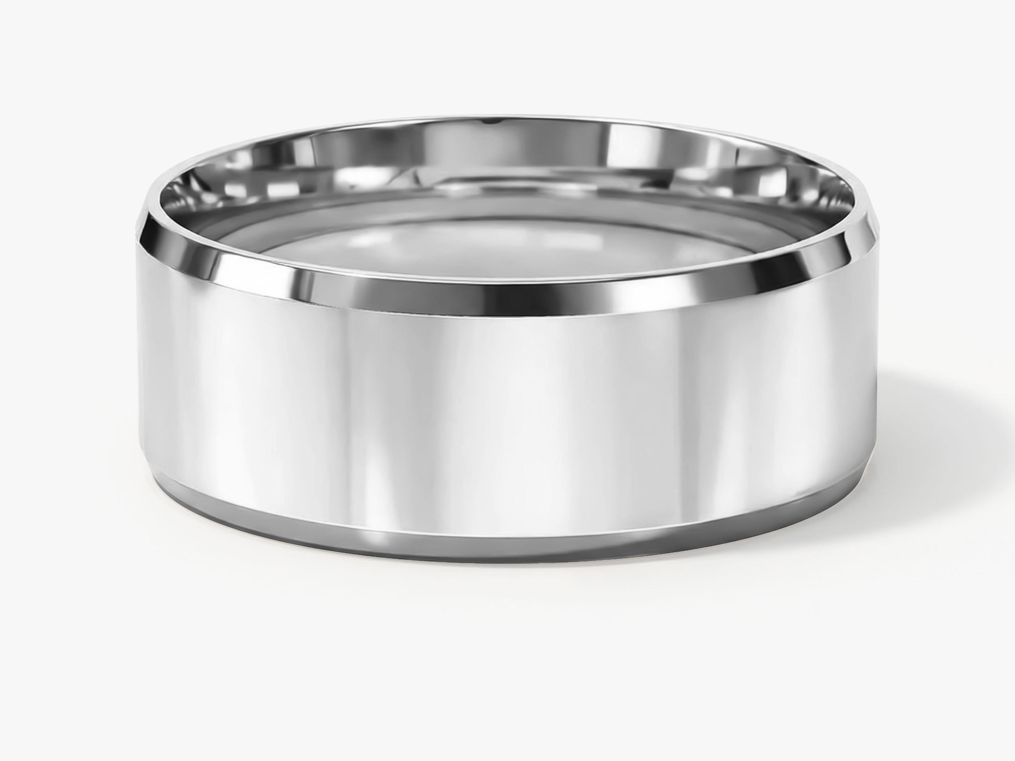 8mm Polished Beveled Edge Wedding Band