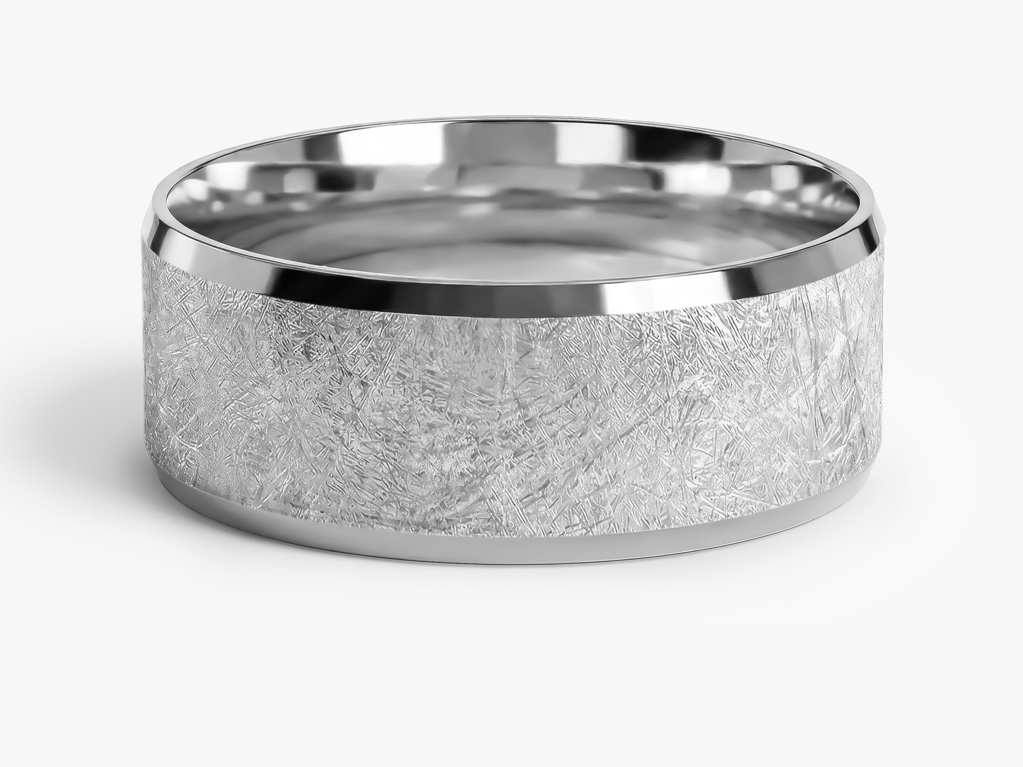 8mm Ice Matte Brushed Beveled Edge Wedding Band