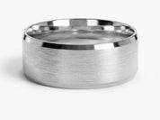 8mm Beveled Edge Wedding Band - Matte Brushed