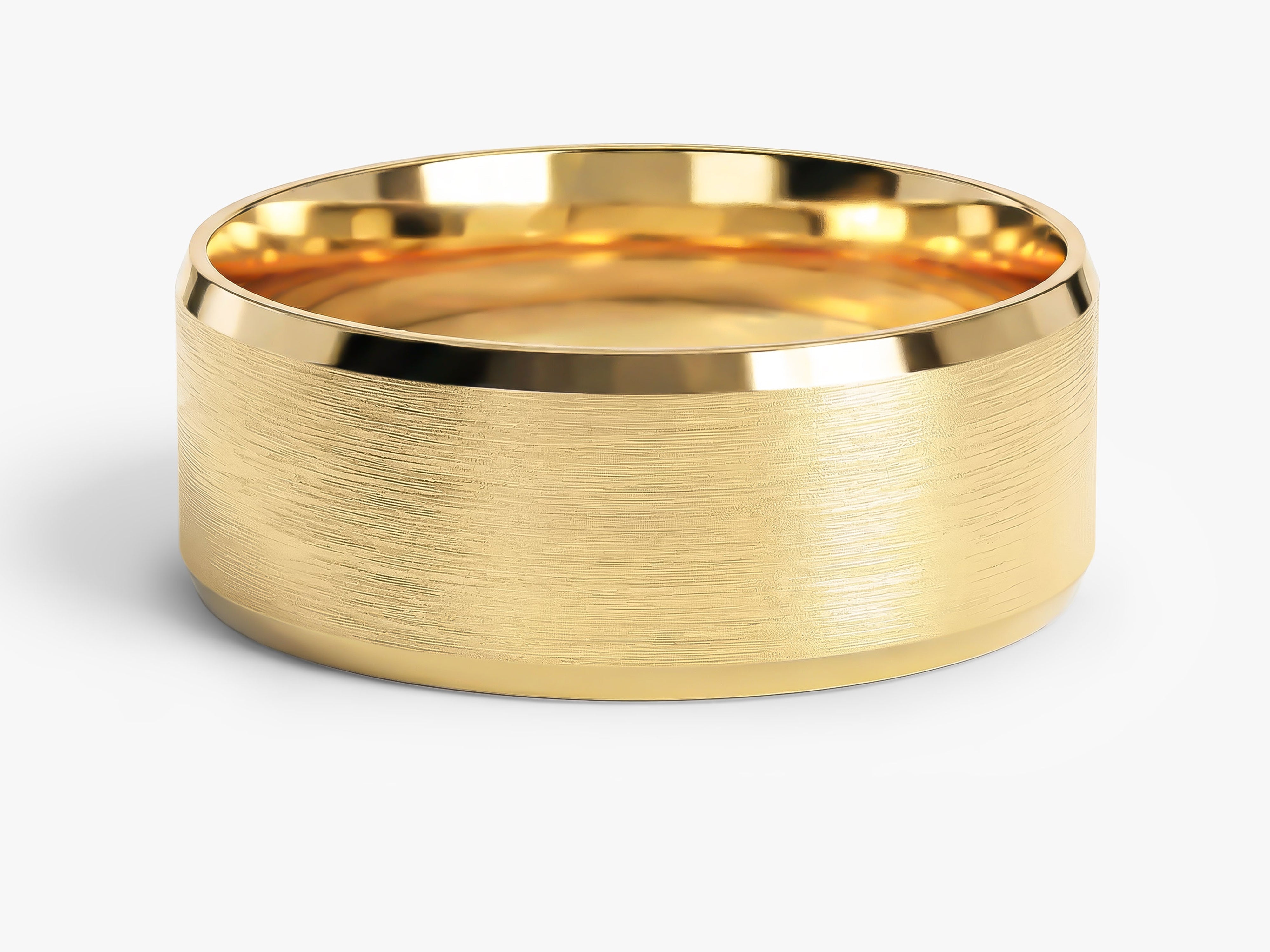 8mm Beveled Edge Wedding Band - Matte Brushed
