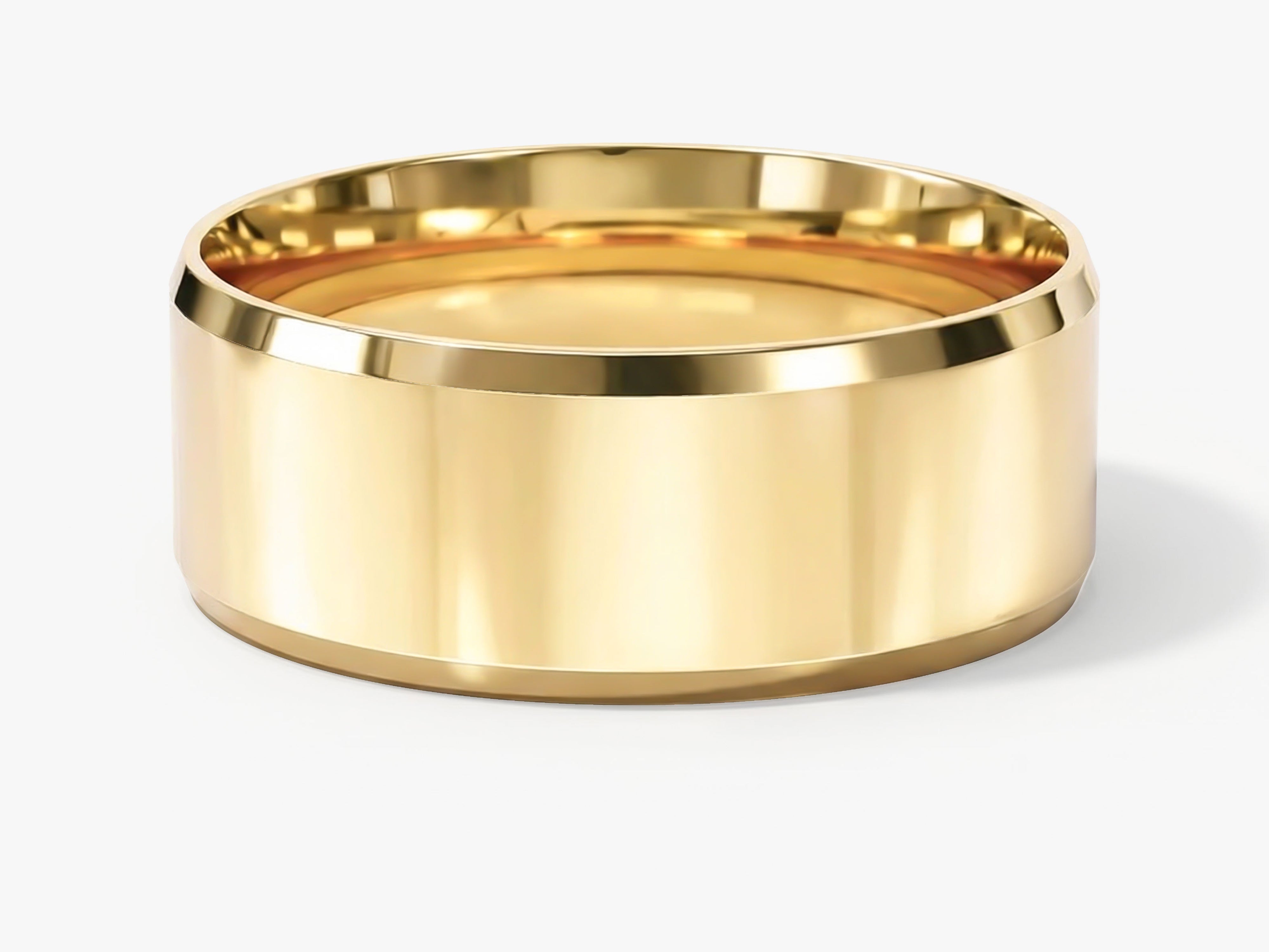 8mm Polished Beveled Edge Wedding Band