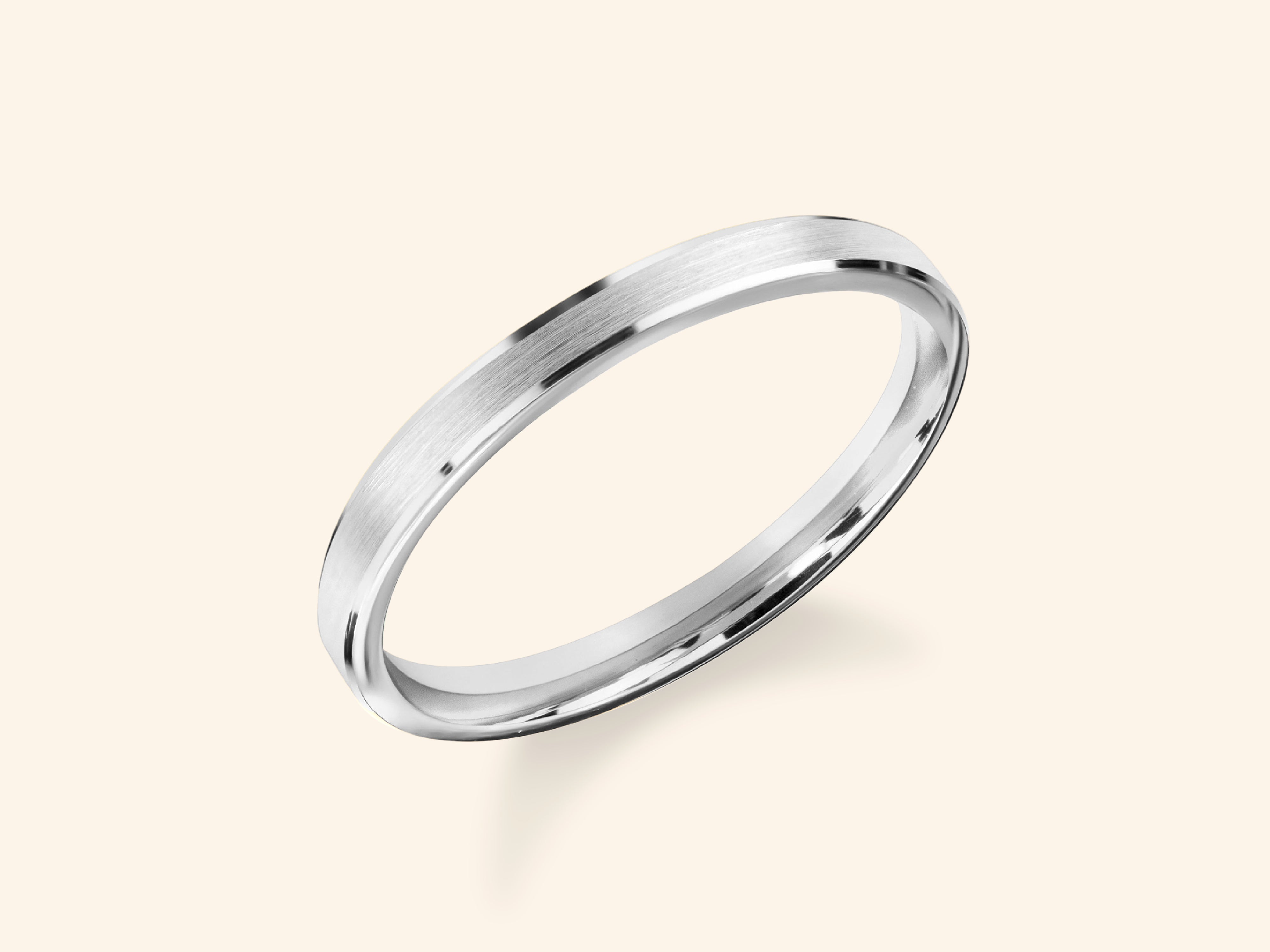 2mm Beveled Edge Wedding Band - Matte Brushed