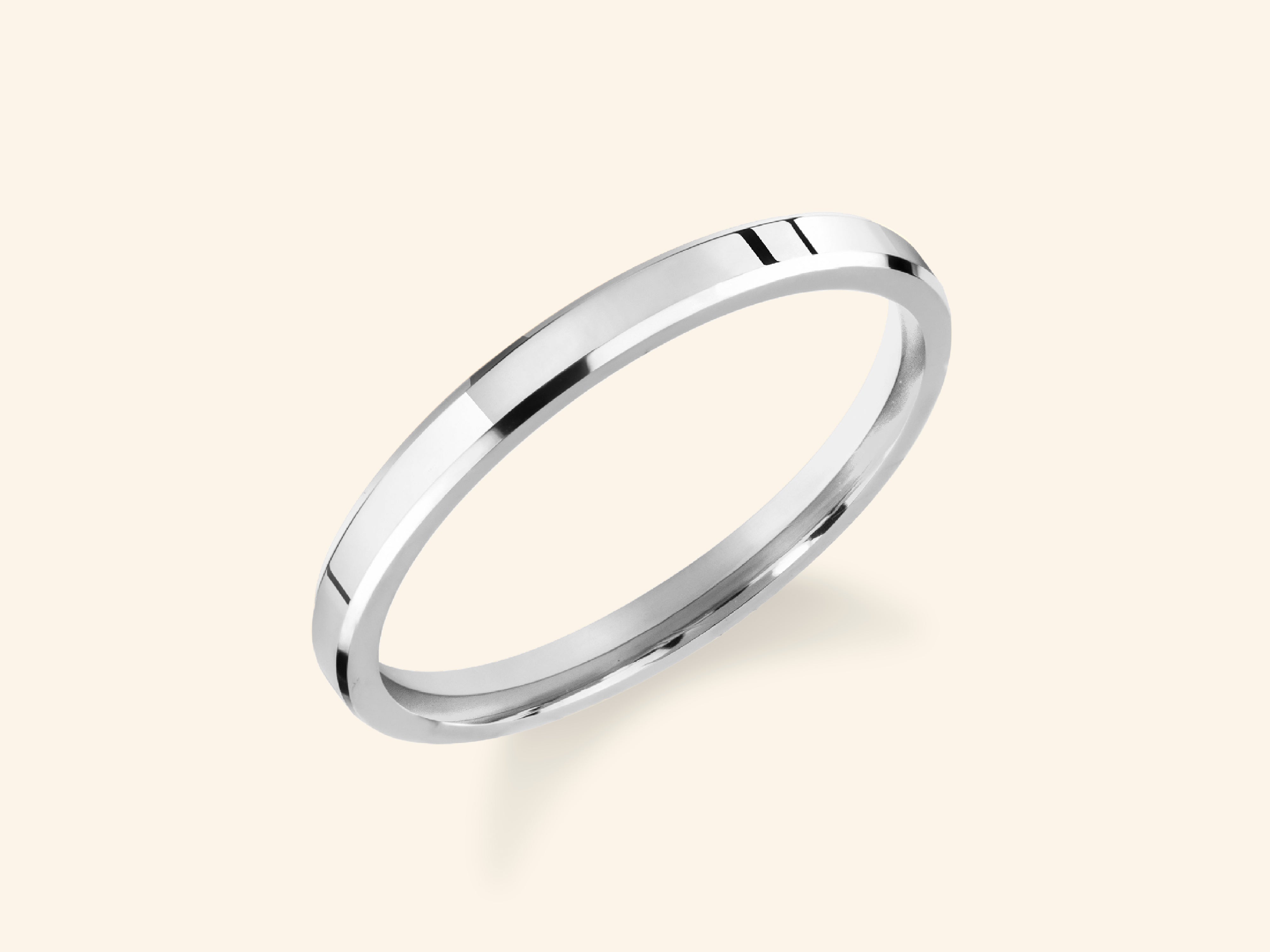 2mm Beveled Edge Wedding Band