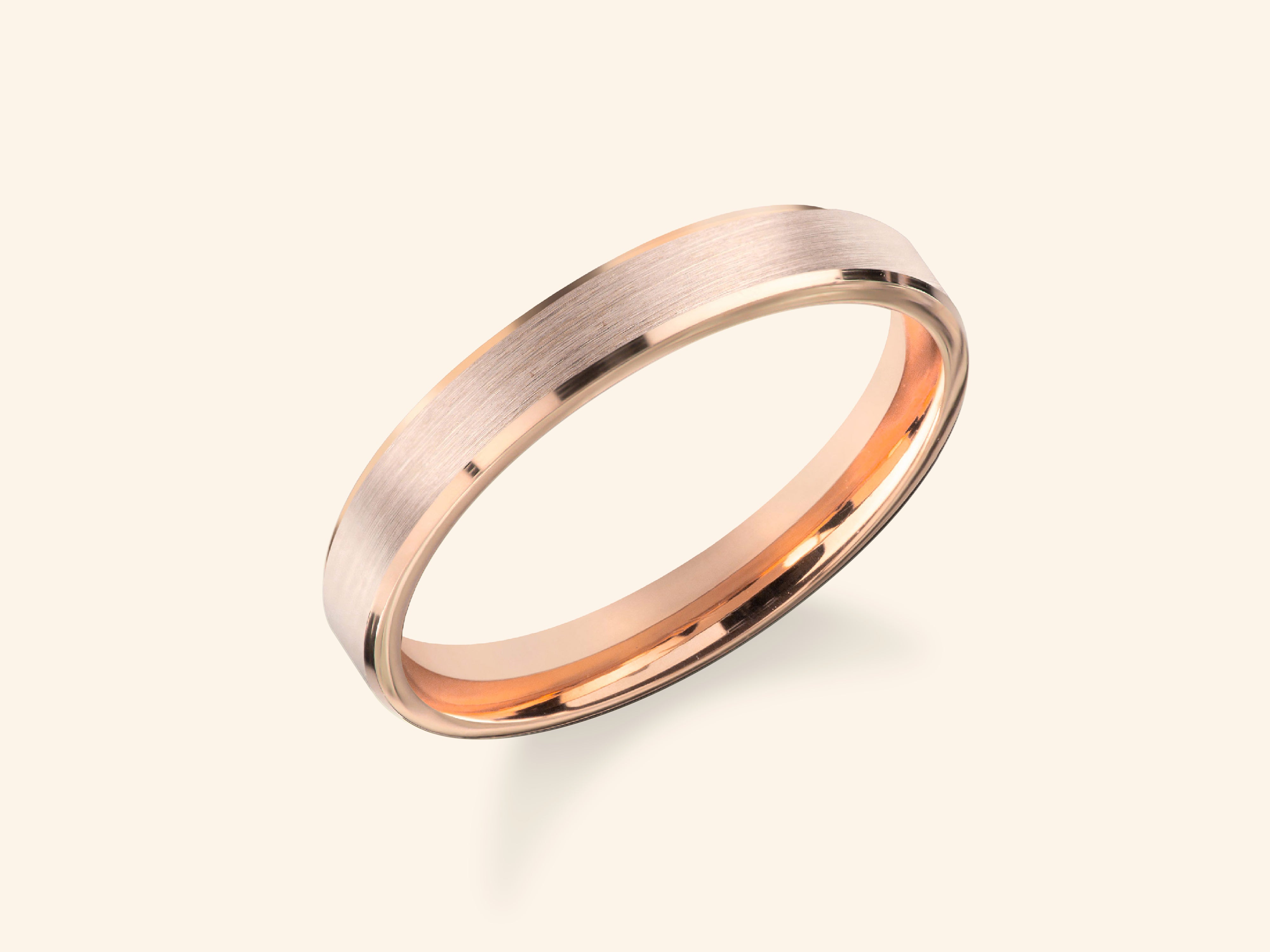 3mm Beveled Edge Wedding Band - Matte Brushed