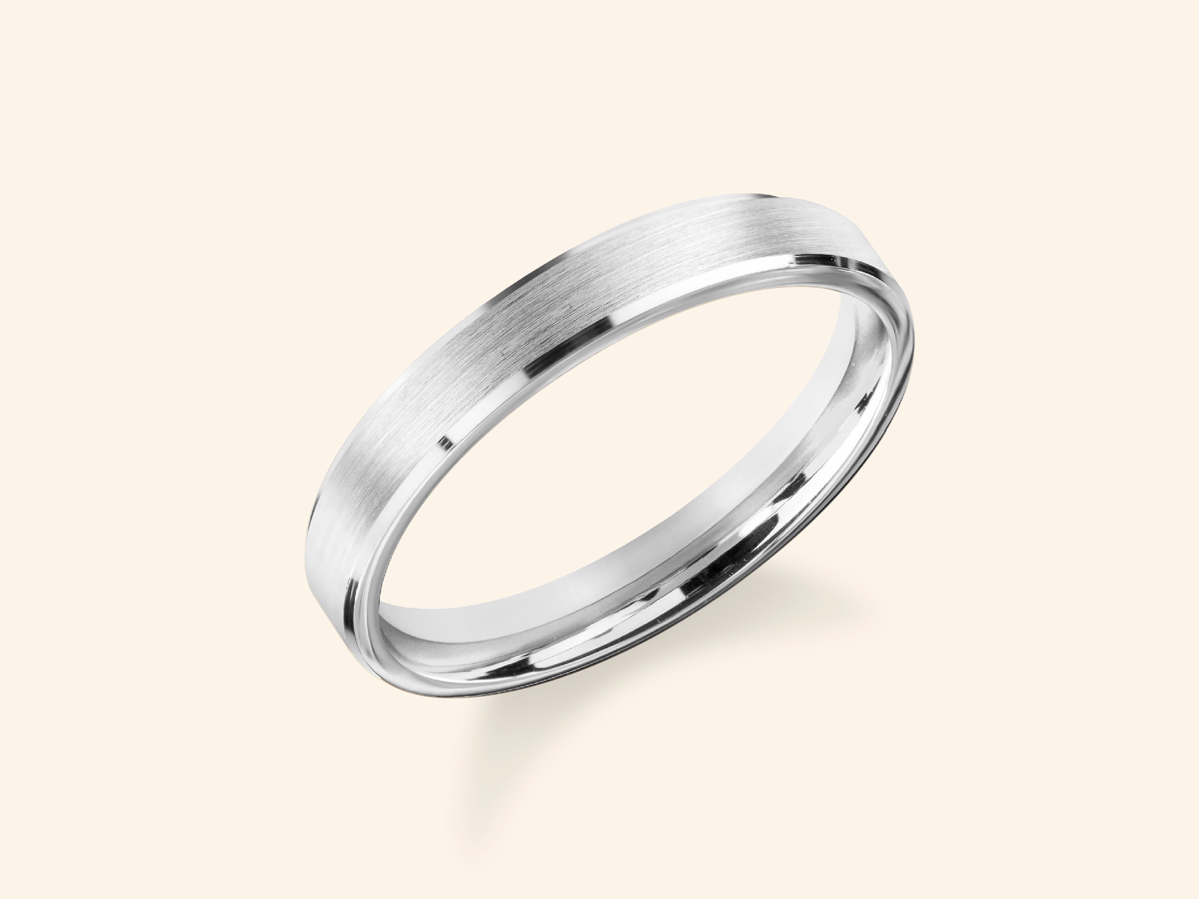 3mm Beveled Edge Wedding Band - Matte Brushed