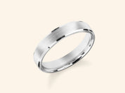 4mm Beveled Edge Wedding Band - Matte Brushed