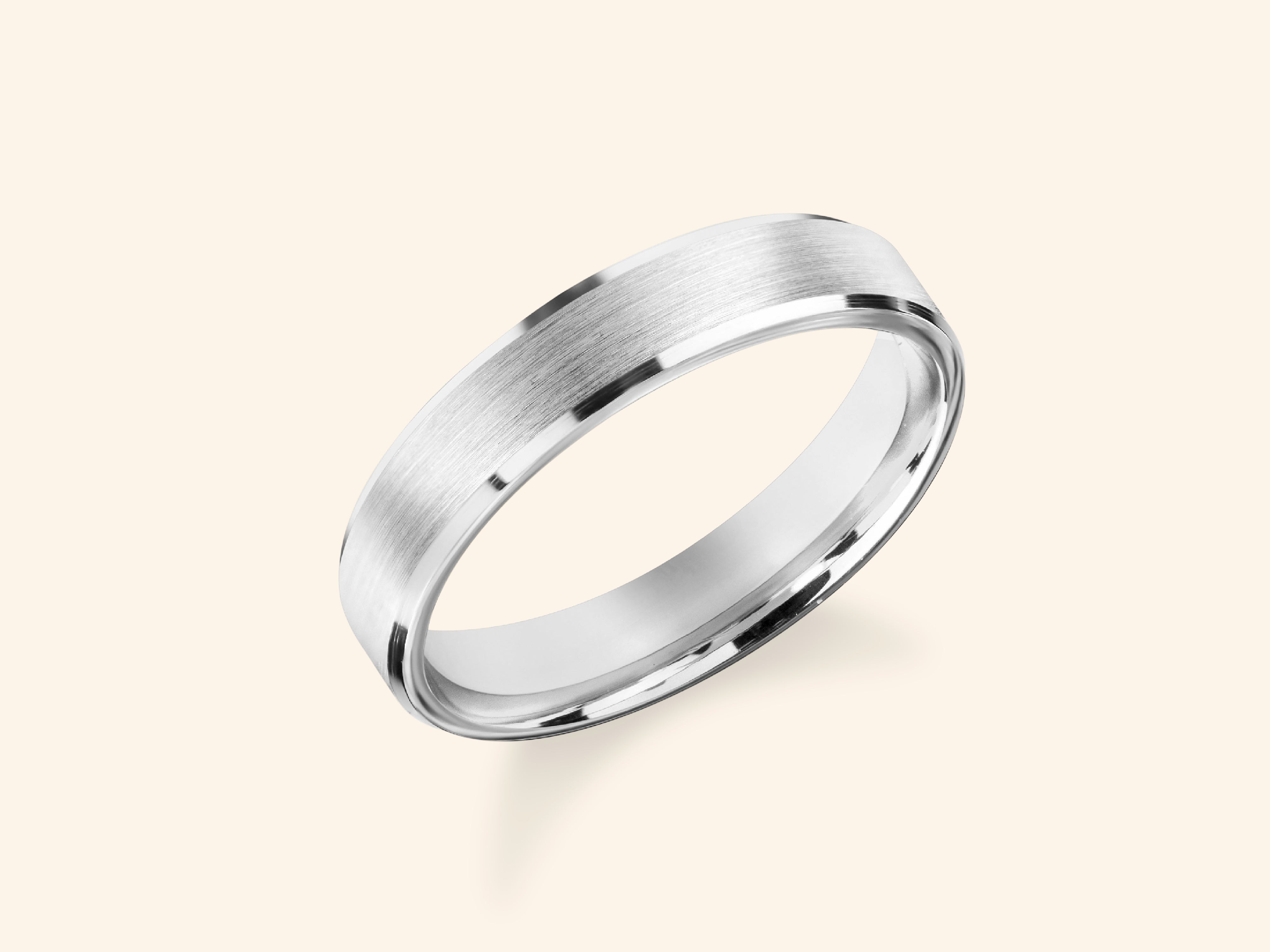 4mm Beveled Edge Wedding Band - Matte Brushed
