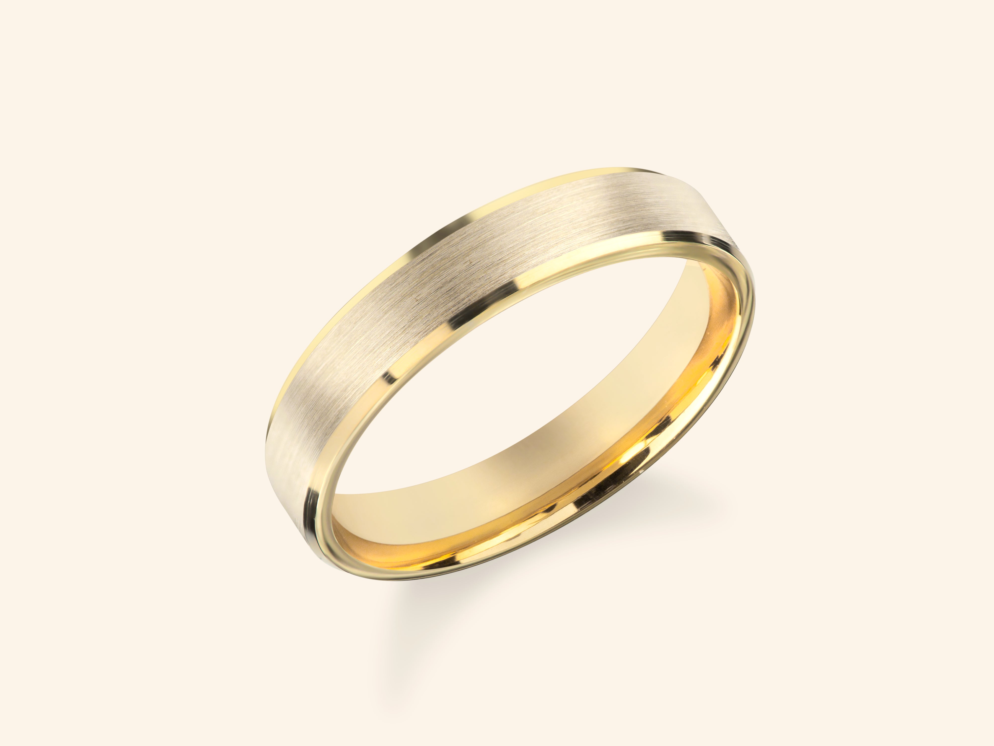 4mm Beveled Edge Wedding Band - Matte Brushed
