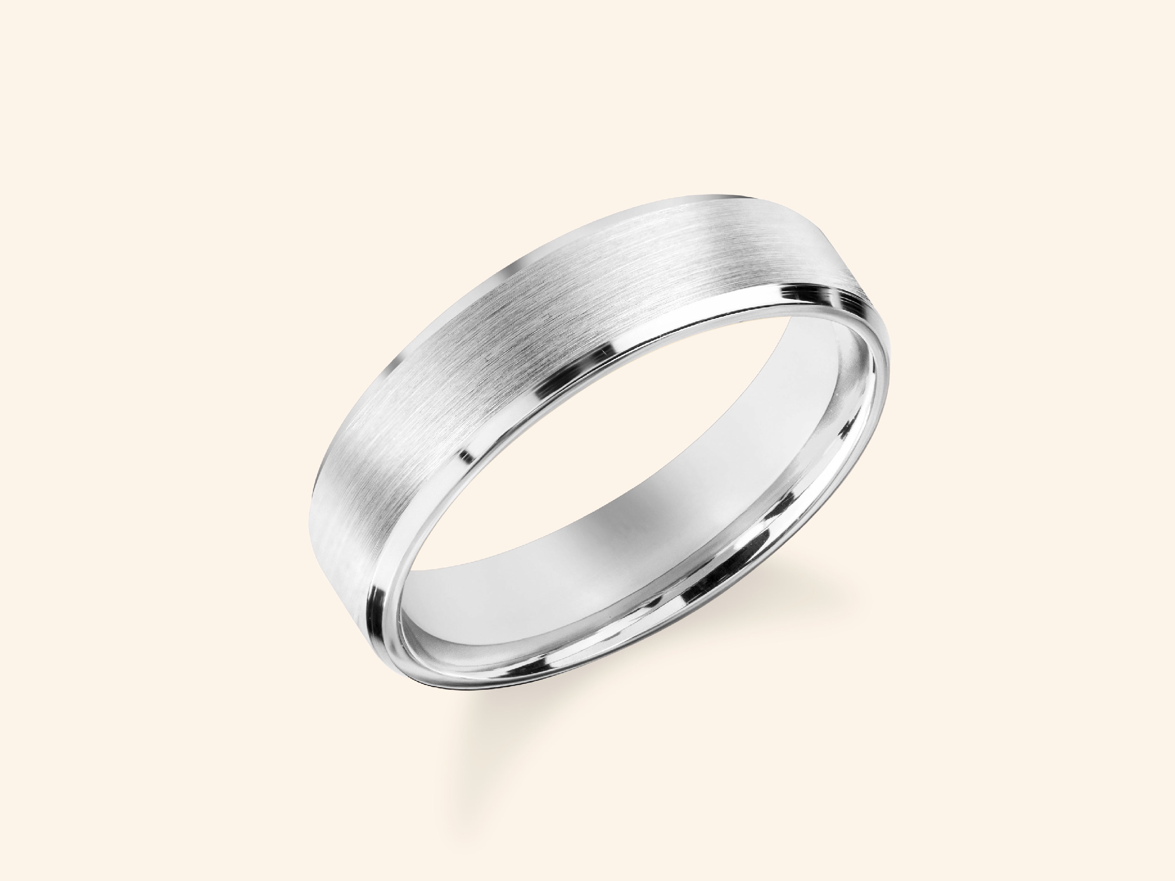 5mm Beveled Edge Wedding Band - Matte Brushed