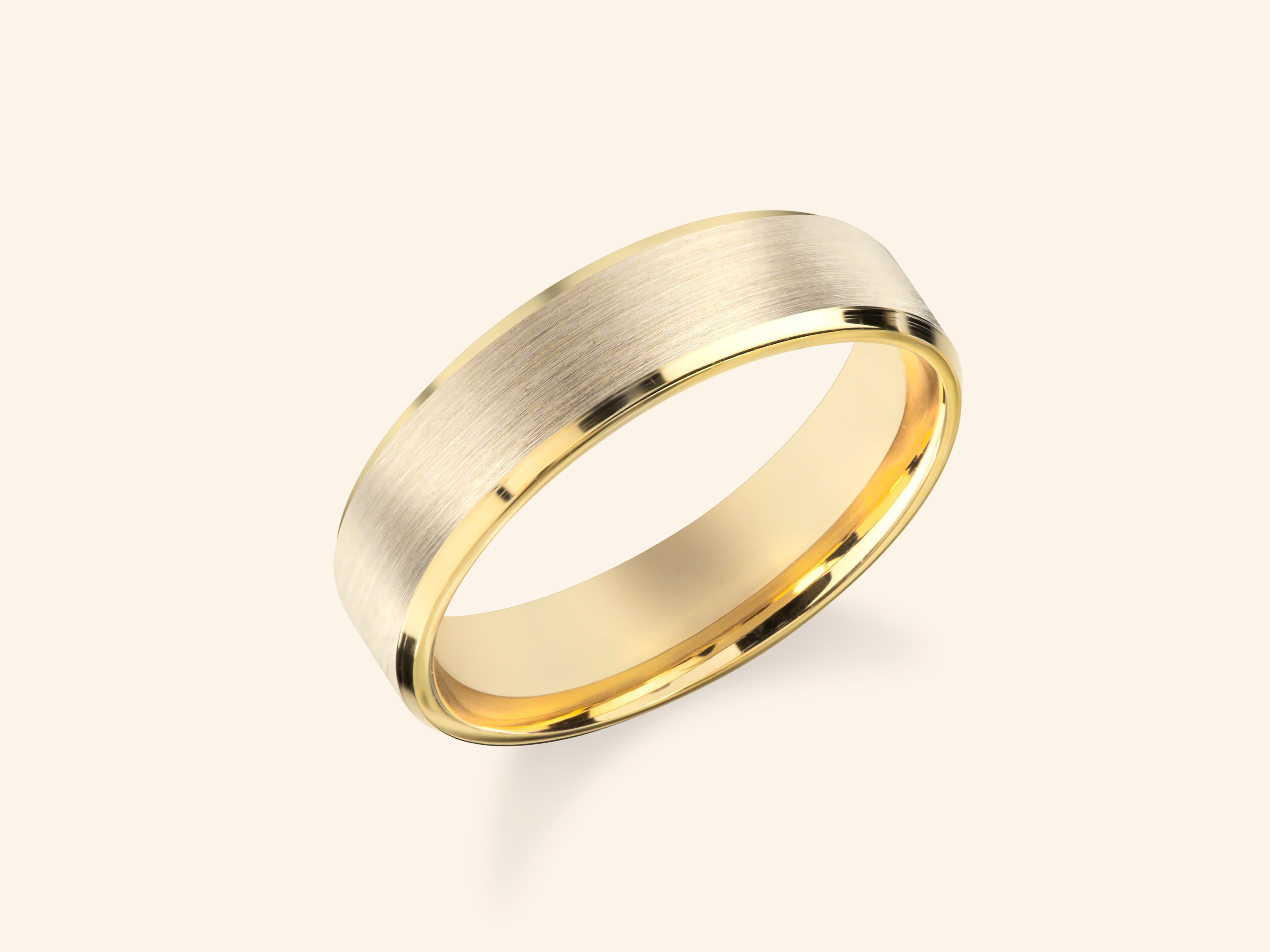 5mm Beveled Edge Wedding Band - Matte Brushed