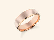 6mm Beveled Edge Wedding Band - Matte Brushed